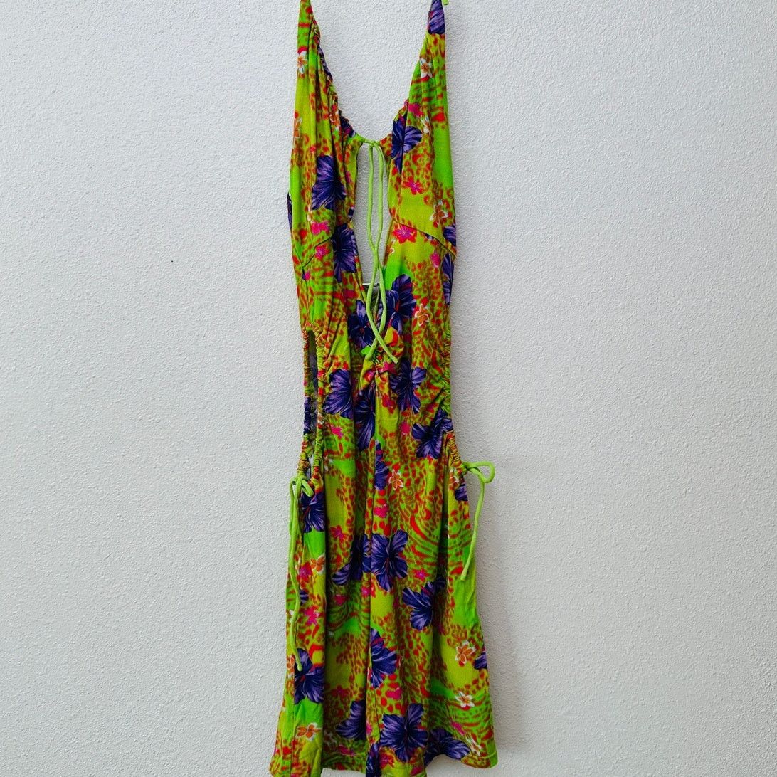 I.AM.GIA I AM GIA Green Floral Cutout Halter Keyhole Mini Dress S Size S / US 4 / IT 40 - 6 Thumbnail