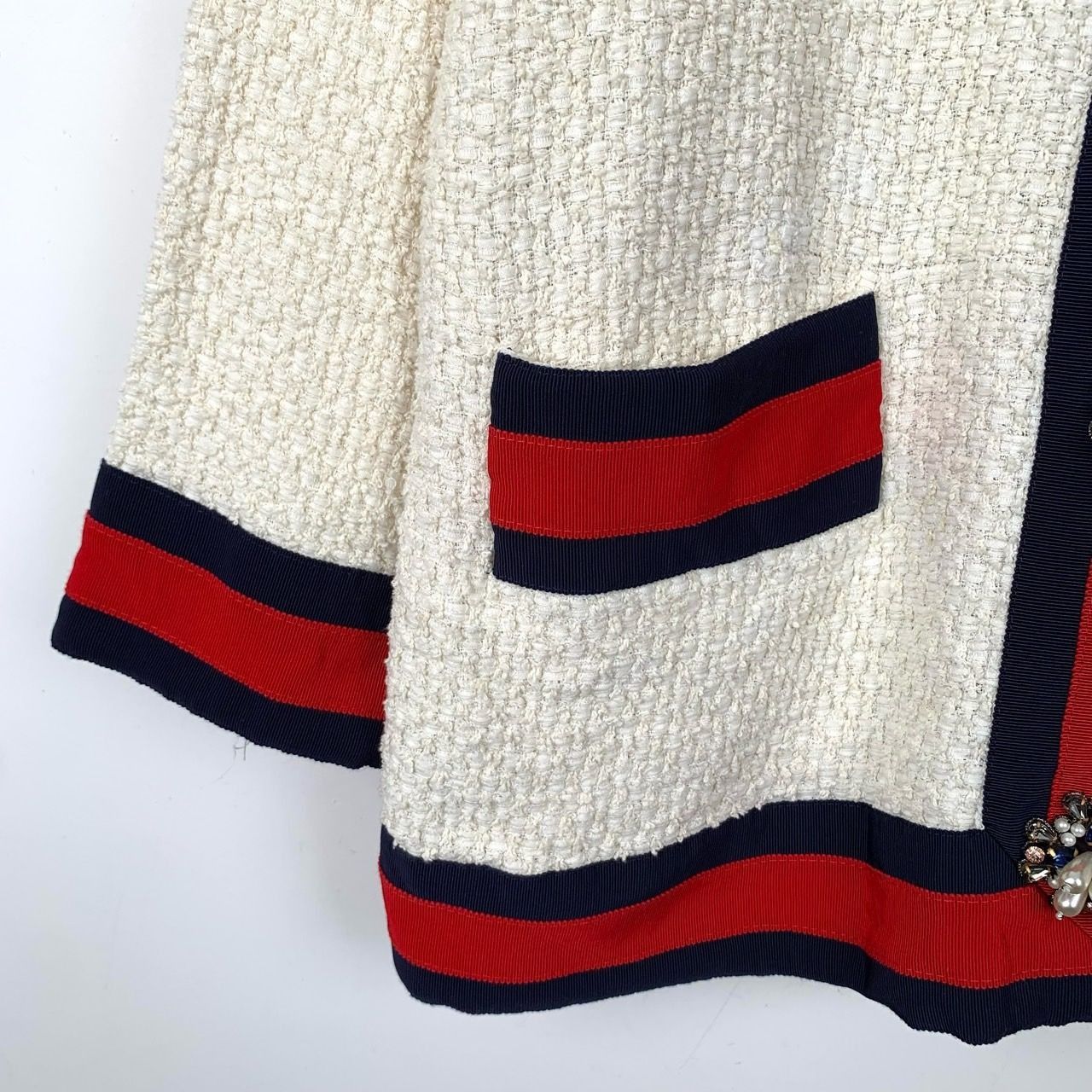 Gucci Gucci Striped Trim Tweed V-Neck Color-Block Cardigan, Size 3 Size XS / US 0-2 / IT 36-38 - 6 Thumbnail