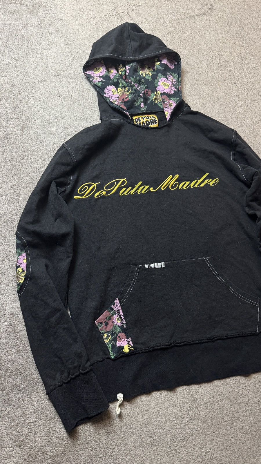 Japanese Brand De Puta Madre Y2K vintage hoodie Skull Floral Printed lgb y3 Size US M / EU 48-50 / 2 - 2 Thumbnail