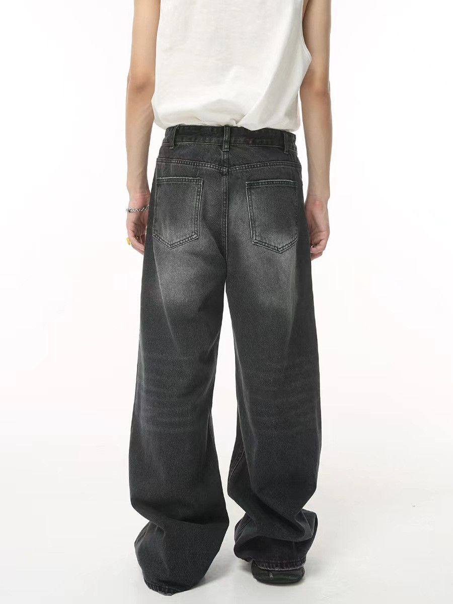 Japanese Brand Washed black vintage wide leg baggy jeans Size US 34 / EU 50 - 3 Thumbnail