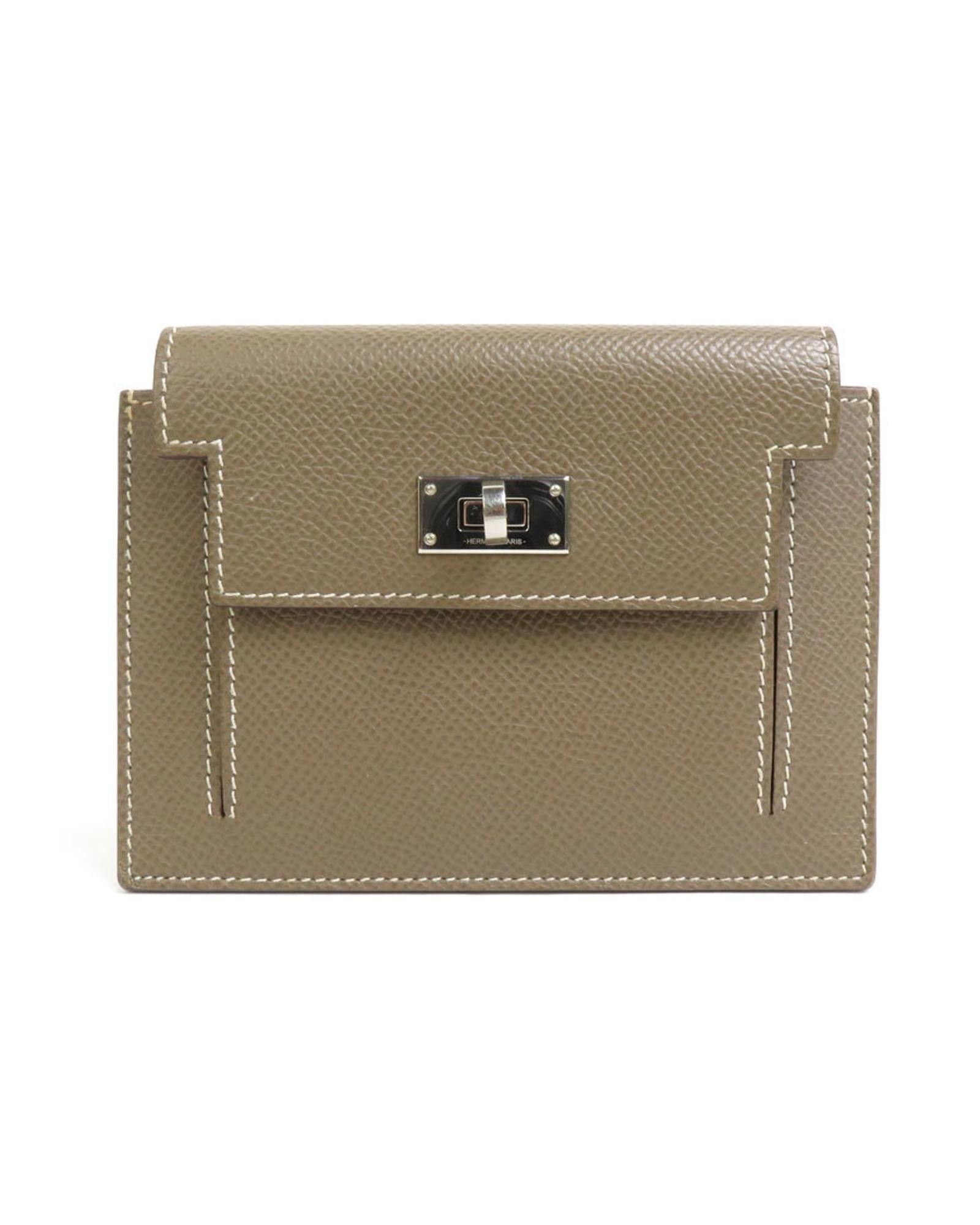 image of Hermes Elegant Grey Leather Wallet - Excellent Condition, Women's