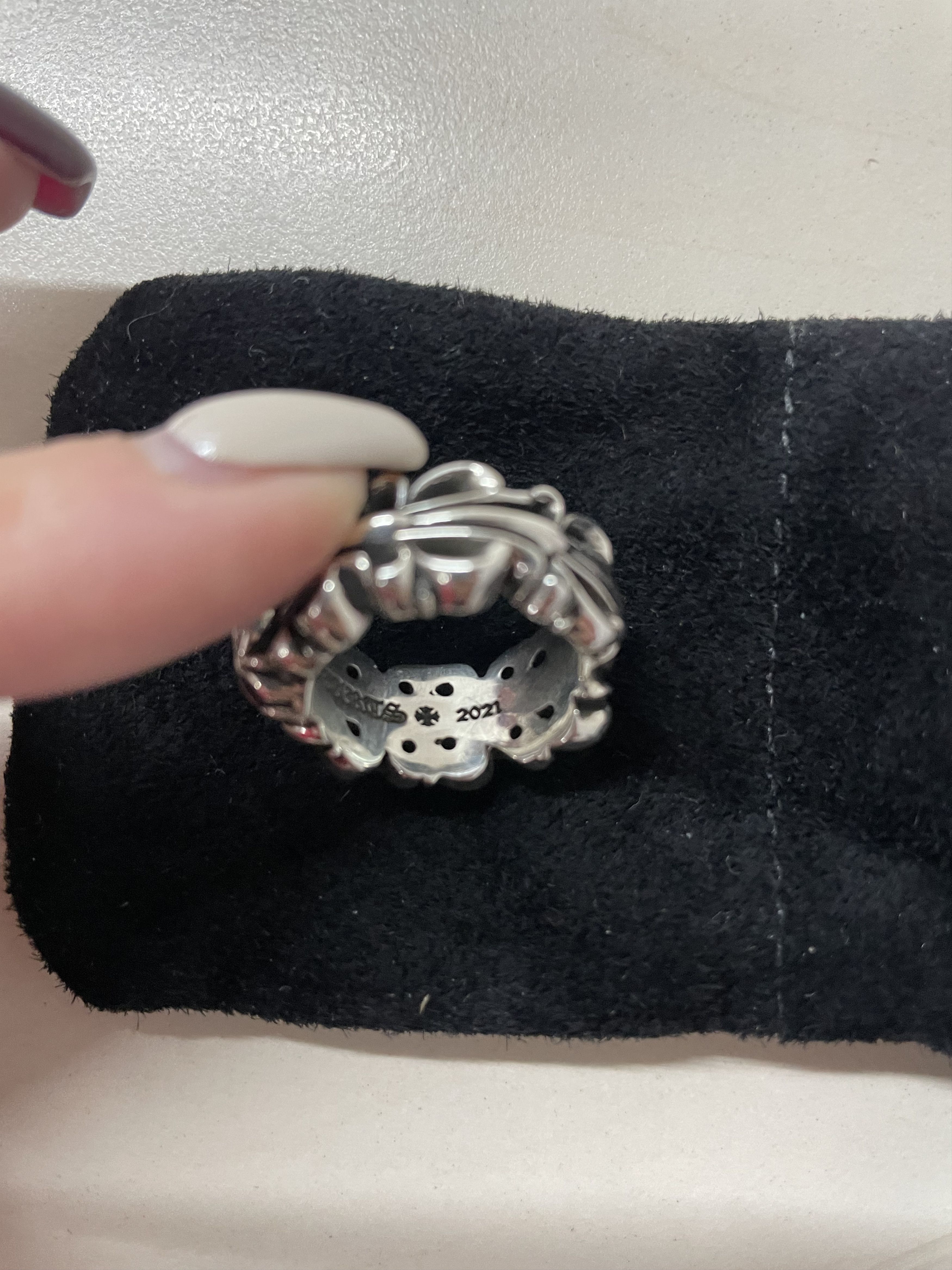 Chrome Hearts Chrome Hearts Silver Double Floral Cross Heart Ring Size ONE SIZE - 8 Thumbnail