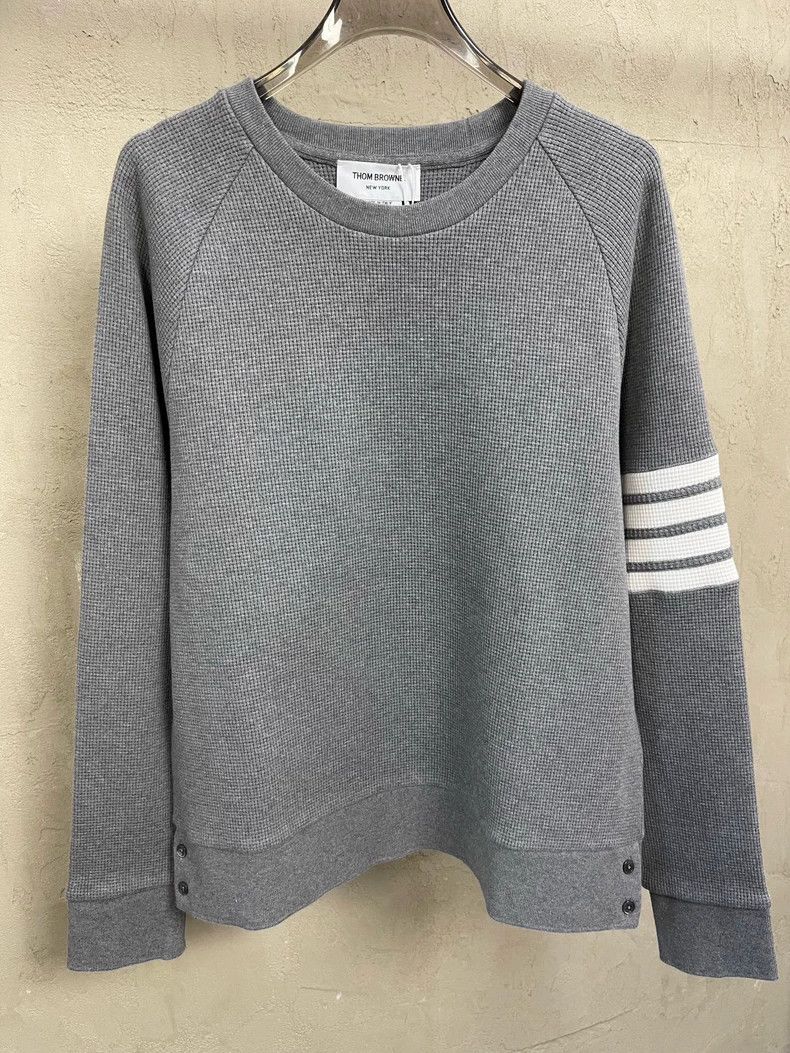 Thom Browne Thom Browne size4 Gray waffle round neck hoodie Size US XL / EU 56 / 4 - 5 Thumbnail