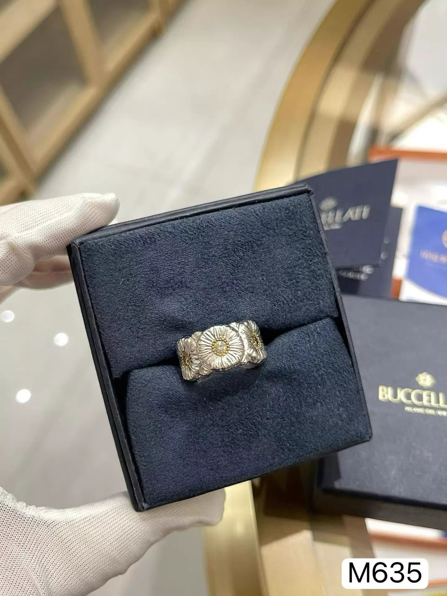 Buccellati Buccellati Daisy Diamond Open Ring 925 Silver Size 49 Size ONE SIZE - 4 Thumbnail