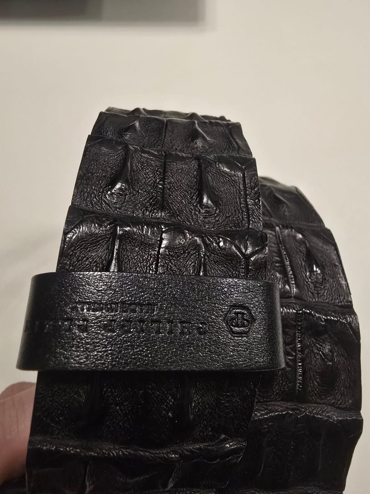 Philipp Plein Philipp Plein Dragon Belt Black Buckle Croc Embossed Leather Size 34 - 3 Thumbnail