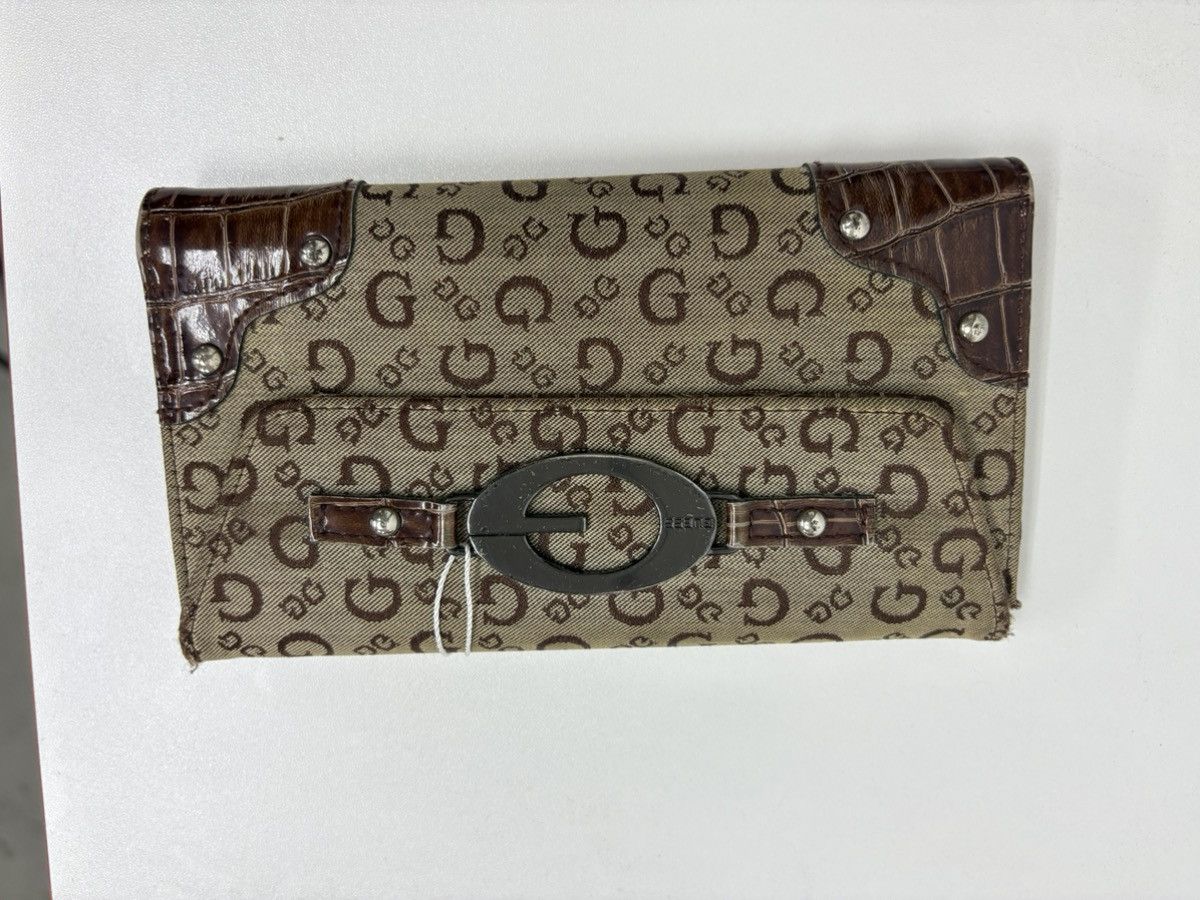 Guess Y2k GUESS Brown Croc Gloss Monogram Buckle Trifold Wallet Size ONE SIZE - 3 Thumbnail