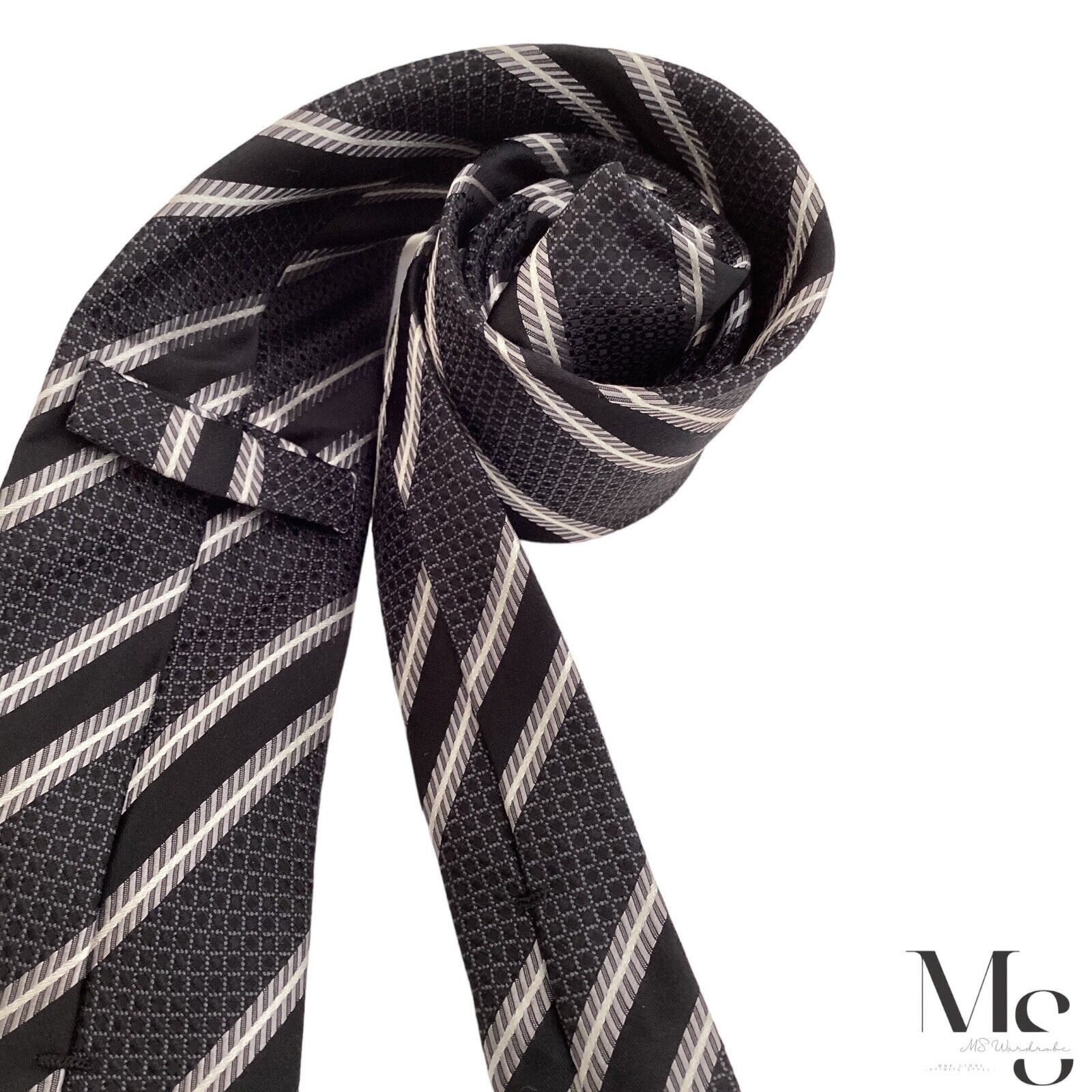 Donald Trump DONALD J. TRUMP Gray Striped Luxury Silk Tie W: 3.25" EX CD Size ONE SIZE - 4 Thumbnail