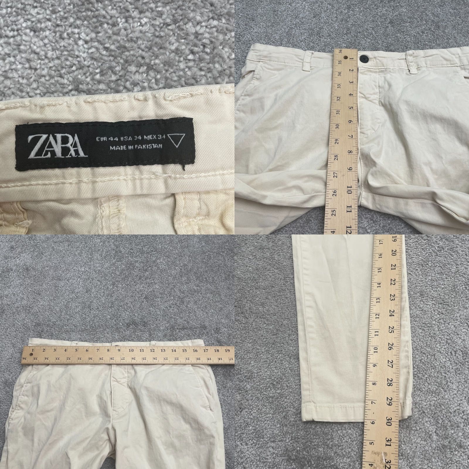 Zara Zara Khaki Pants Mens 34 Beige Sit Straight Leg Cotton Canvas Casual Workwear 34x30 Vintage No Not N/A Size US 34 / EU 50 - 9 Thumbnail