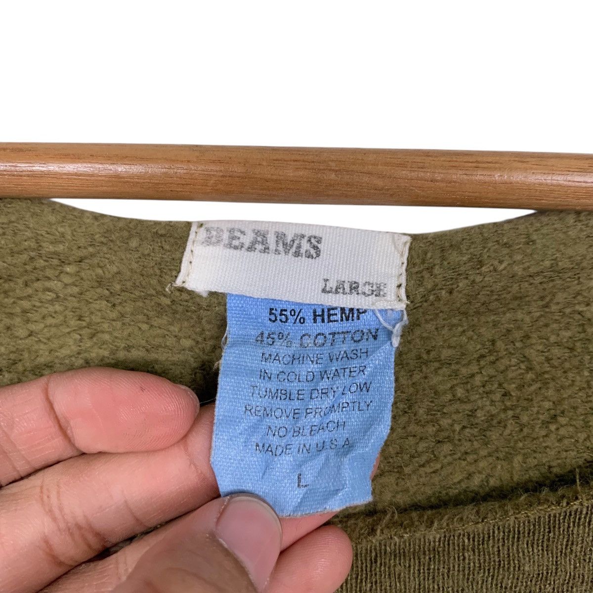 Beams Plus BEAMS Made in Usa Hemp Cotton Olive Green Sweater #1780-C79 Size US L / EU 52-54 / 3 - 10 Thumbnail