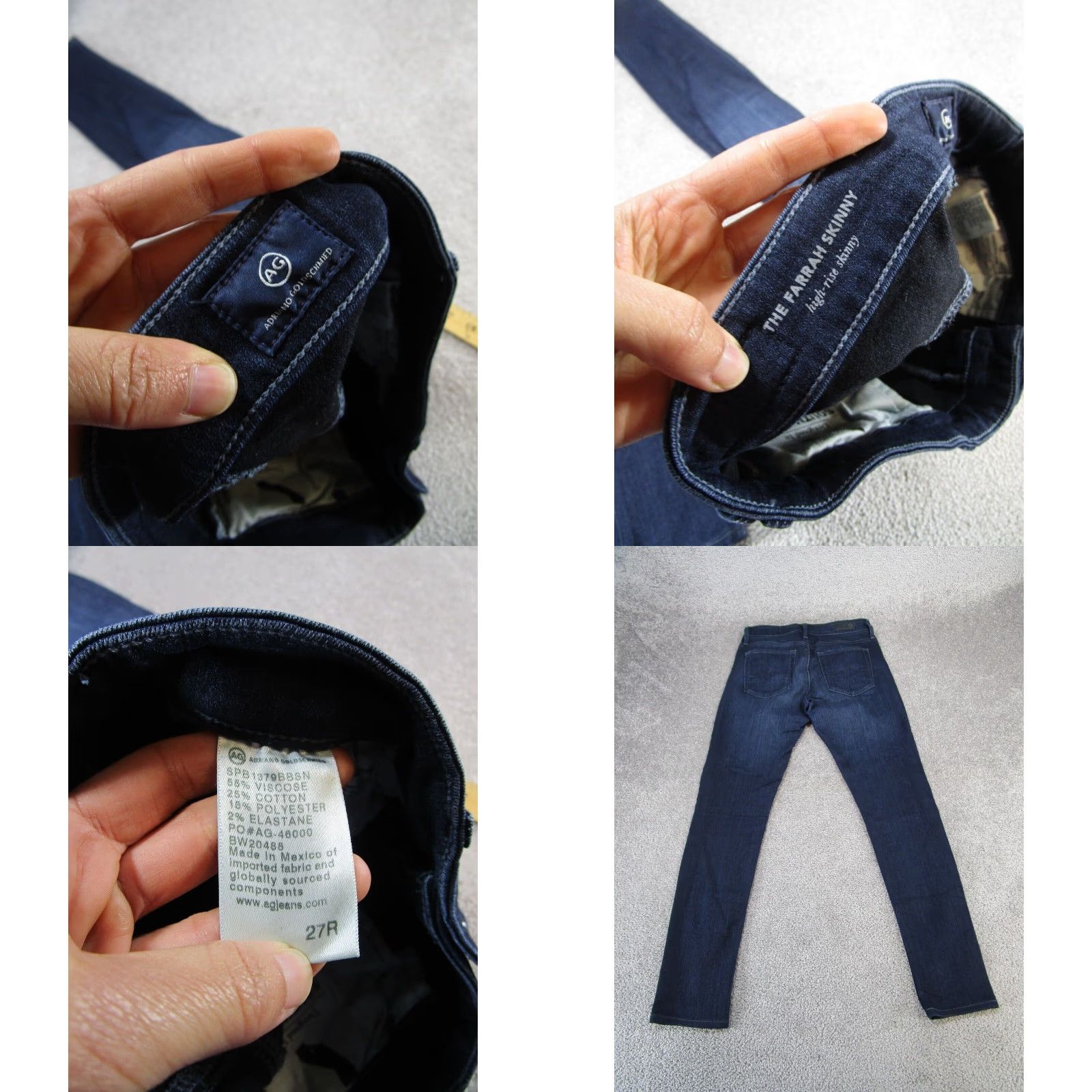 Denime Adriano Goldschmied Womens Jeans 27 Farrah Skinny Extra Large XL Dark Wash Denim Size 27" / US 4 / IT 40 - 8 Thumbnail