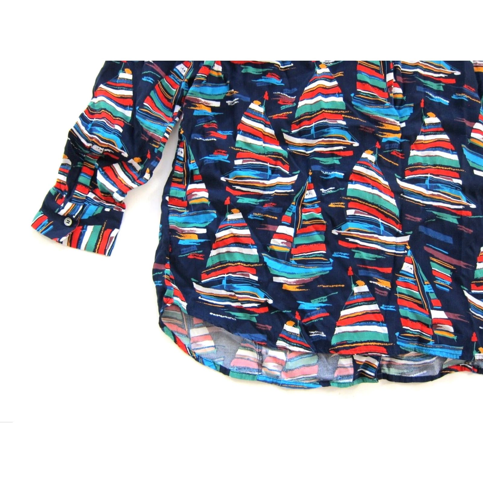 Soft Surroundings Soft Surroundings Blouse Long Sleeve Button Down Blue Womens L Sailboat Rayon Floral Pattern Fall Spring Summer Winter Size L / US 10 / IT 46 - 5 Thumbnail