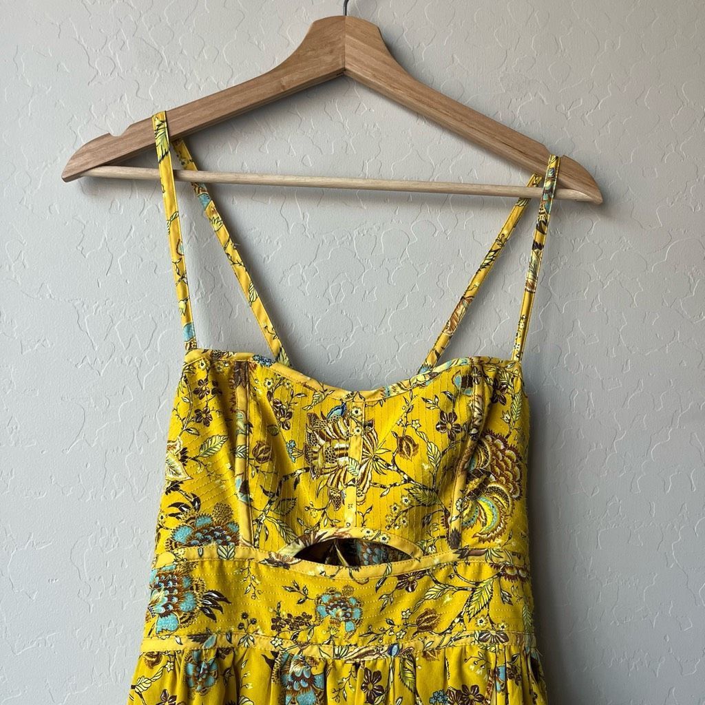 Ulla Johnson Ulla Johnson Dress Silk Floral Josanna Yellow Cut Out Midi G Size M / US 6-8 / IT 42-44 - 3 Thumbnail
