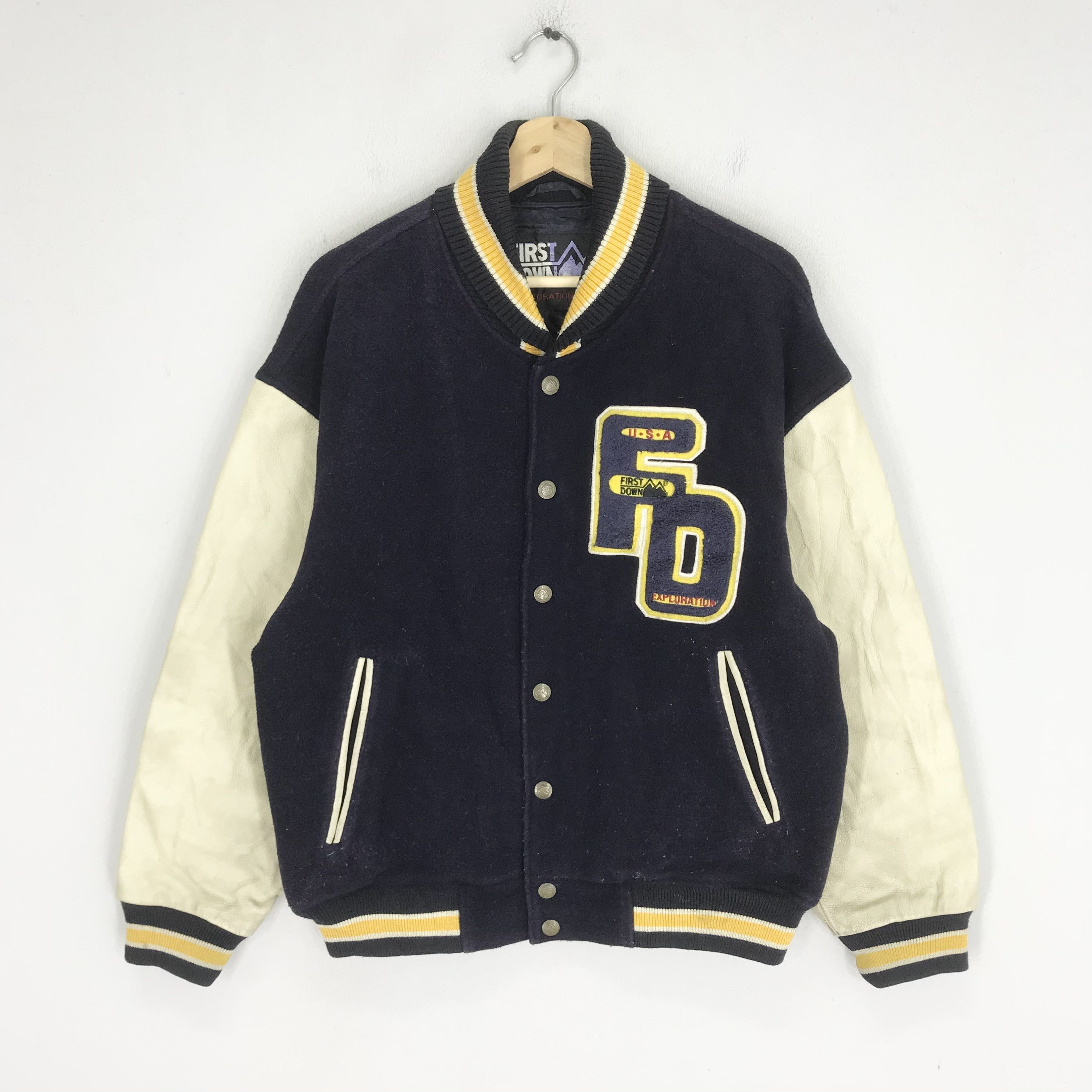 Japanese Brand Vintage 90s First Down Varsity Stadium Bomber Jacket Size US M / EU 48-50 / 2 - 3 Thumbnail