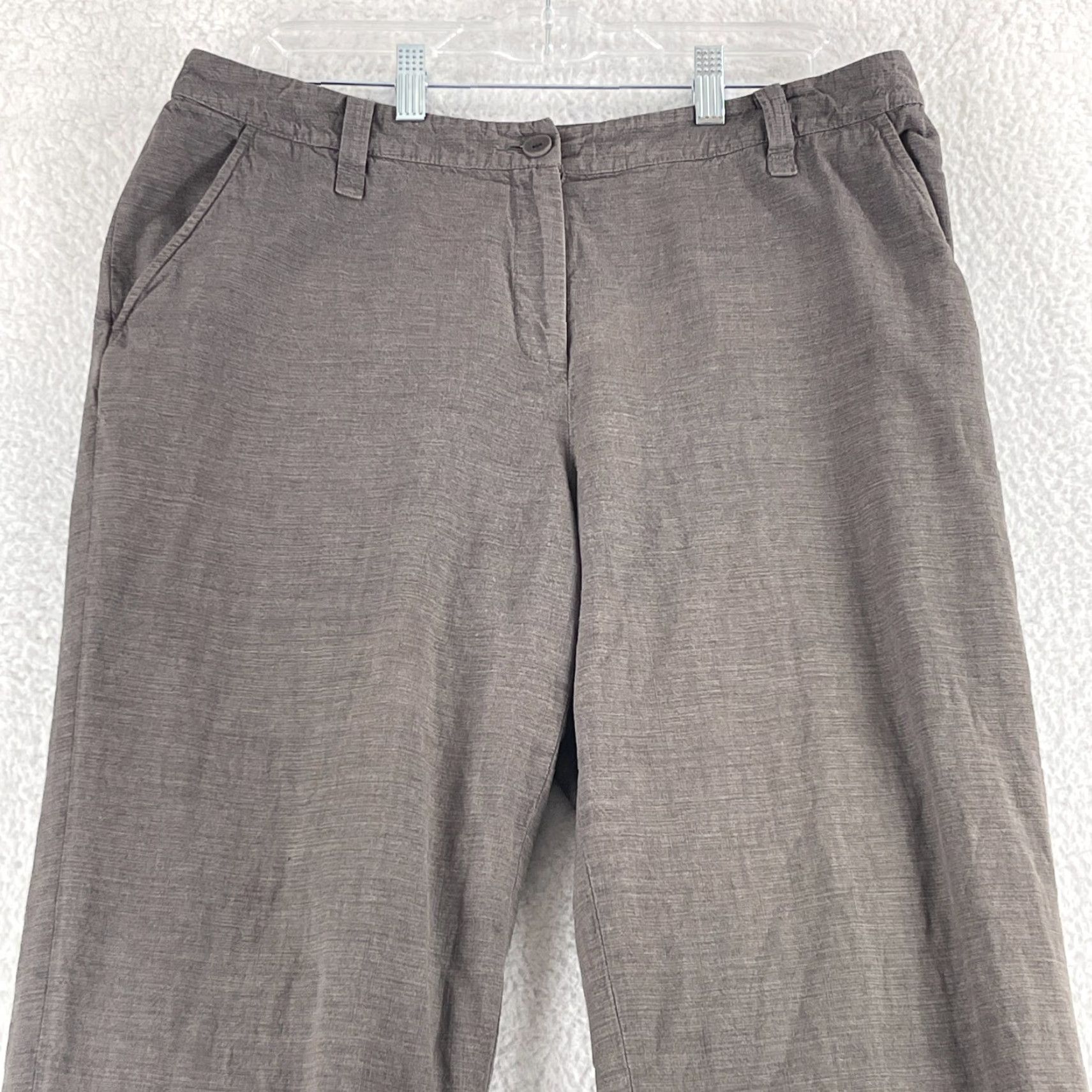 Eileen Fisher Eileen Fisher Pants Womens Large Brown Straight Crop 100% Cotton Mid-Rise Casual Size 36" / US 14 / IT 50 - 2 Thumbnail