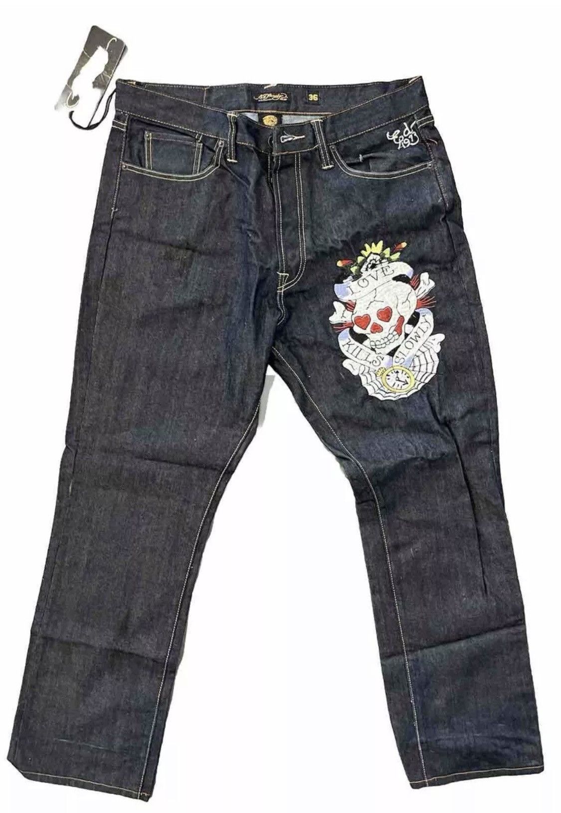 image of Ed Hardy Jeans By Christian Audigier 36X 32 New Old Stock in Blue, Men's