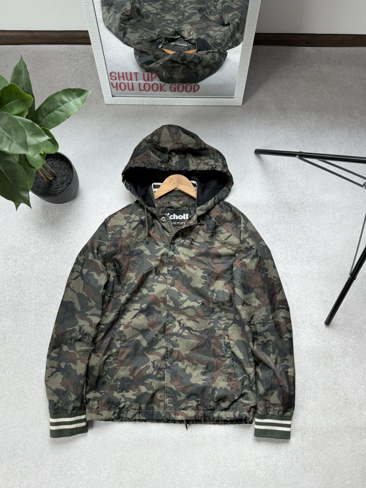 Schott Schott NYC Camouflage Hooded Jacket Men’s Camo Zip Up Size US S / EU 44-46 / 1 - 3 Thumbnail