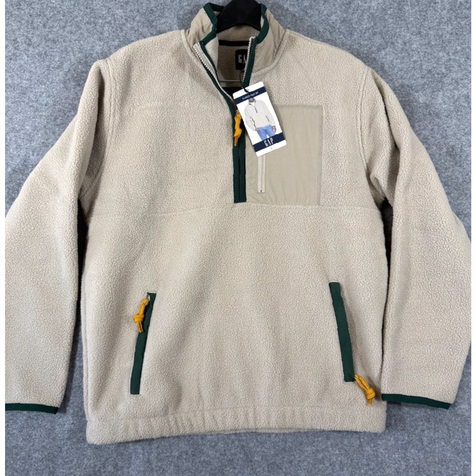Gap Gap Fleece Jacket Mens S Beige Half-Zip Pullover Stand-Up Neck NWT Size US S / EU 44-46 / 1 - 2 Thumbnail