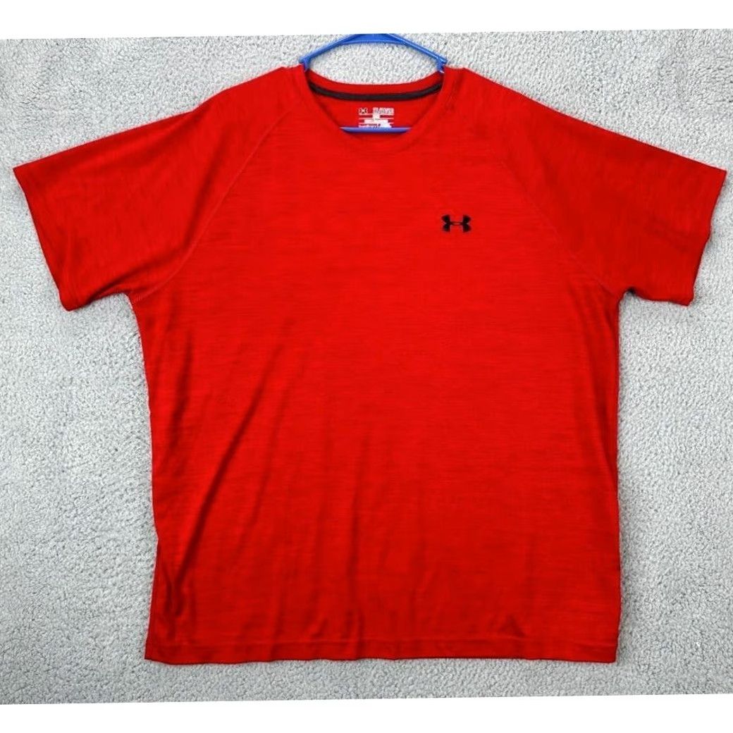 Under Armour Under Armour HeatGear T-Shirt Red 2XL Adult Mens Short Sleeve Crew Neck Athletic Loose Activewear Size US XXL / EU 58 / 5 - 2 Thumbnail