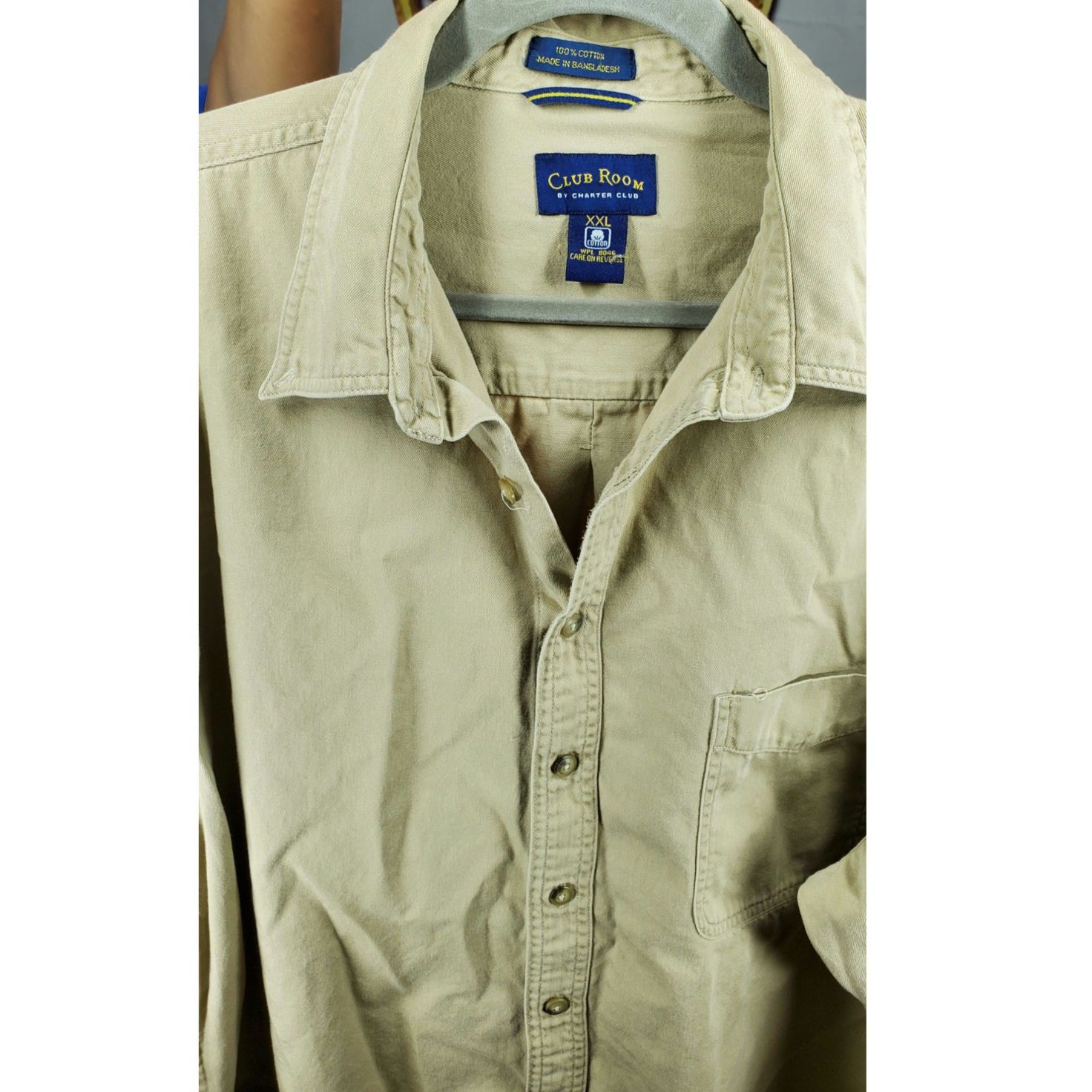 Club Room Club Room Khaki Cotton Button Up Shirt Long Sleeve Size XXL Size US XXL / EU 58 / 5 - 3 Thumbnail
