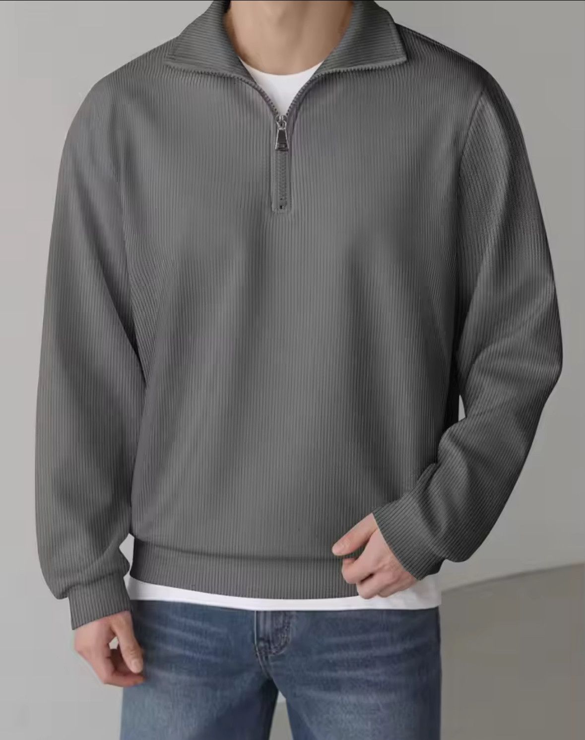 Other Trendy Corduroy Half Zipper Casual Sports Long Sleeved shirt Size US XXL / EU 58 / 5 - 1 Thumbnail