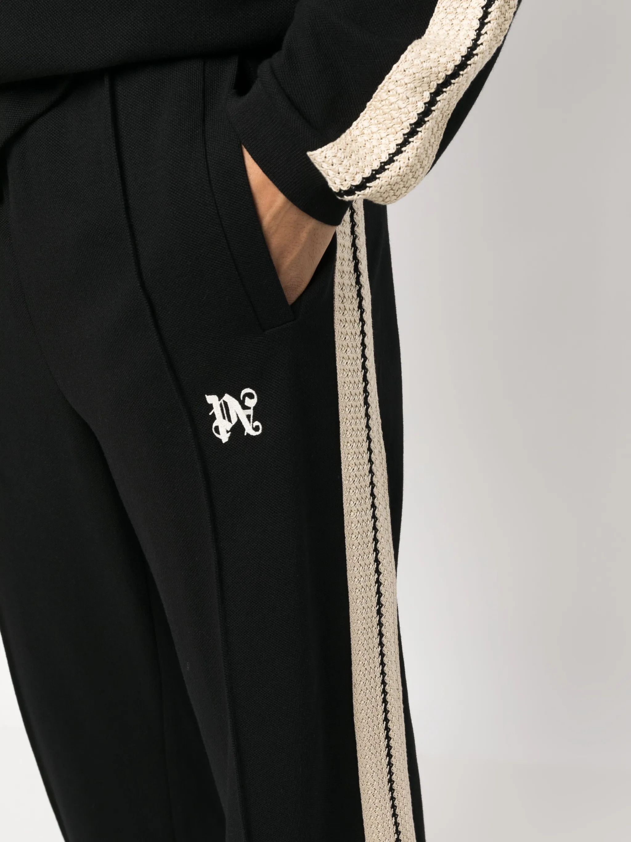 Palm Angels o1gr1nt0425 Pa Monogram Piquet Track Pant in Black Size US 36 / EU 52 - 5 Thumbnail