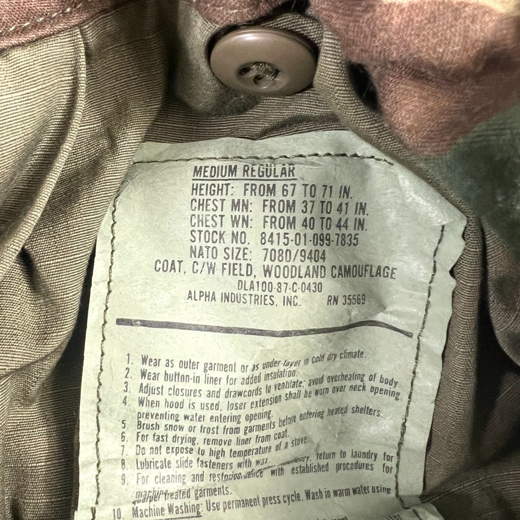 Alpha Industries VINTAGE Alpha Industries Field Jacket Coat M65 Woodland Camo Medium Reg Military Size US M / EU 48-50 / 2 - 3 Thumbnail