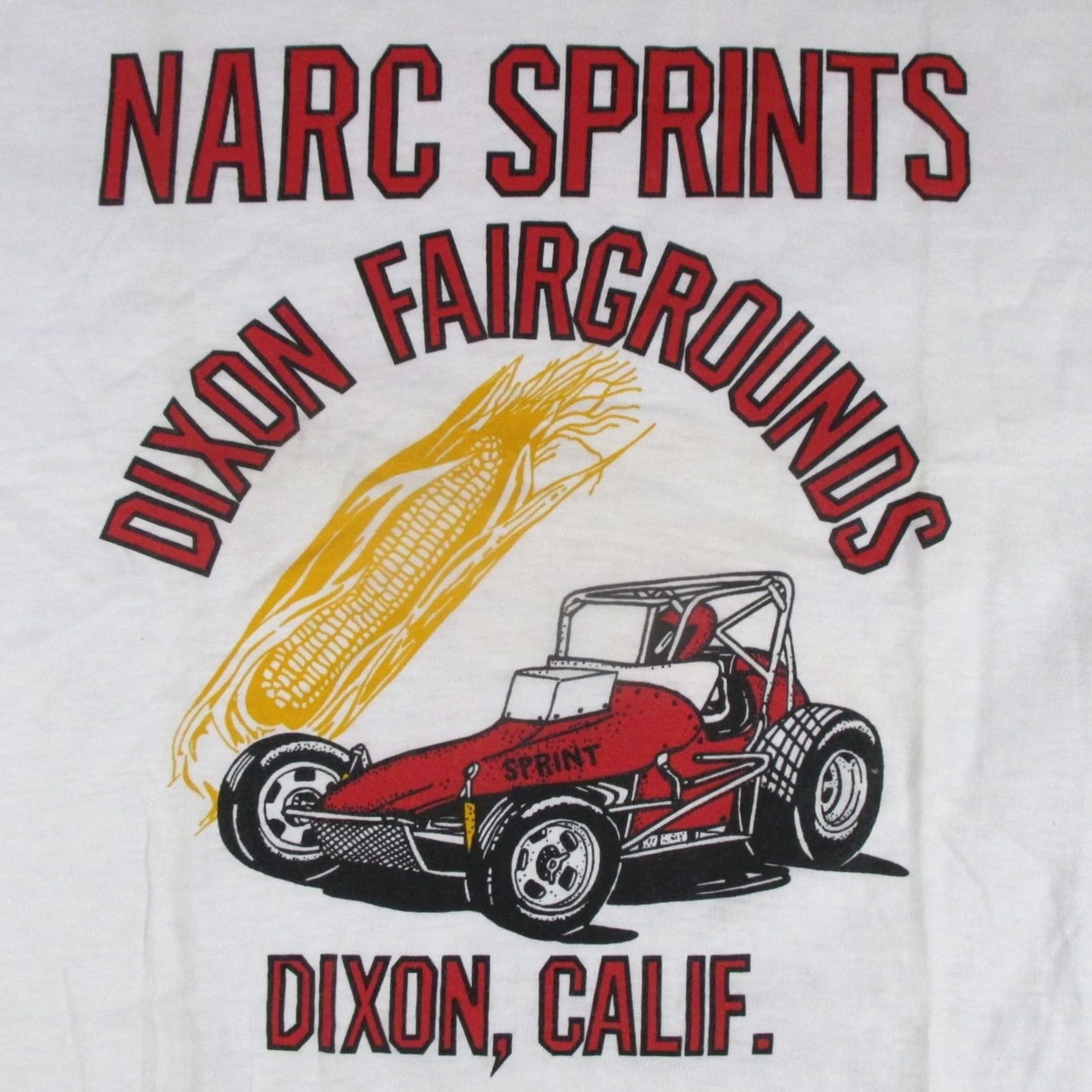 Hanes VINTAGE Hanes T-Shirt 80s S White 100% Cotton Mens NARC SPRINT CAR RACING Dixon California Shirt Mens XS/S Fits Like Small 1980s 90s Size US S / EU 44-46 / 1 - 7 Thumbnail