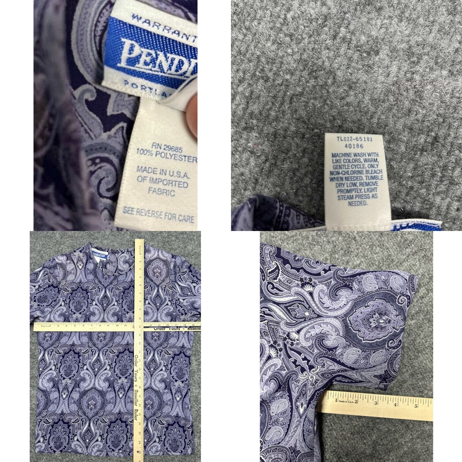 Pendleton VINTAGE Pendleton Blouse Womens 6 Purple White Damask Short Sleeve Crew Neck Mens? Size M / US 6-8 / IT 42-44 - 8 Thumbnail