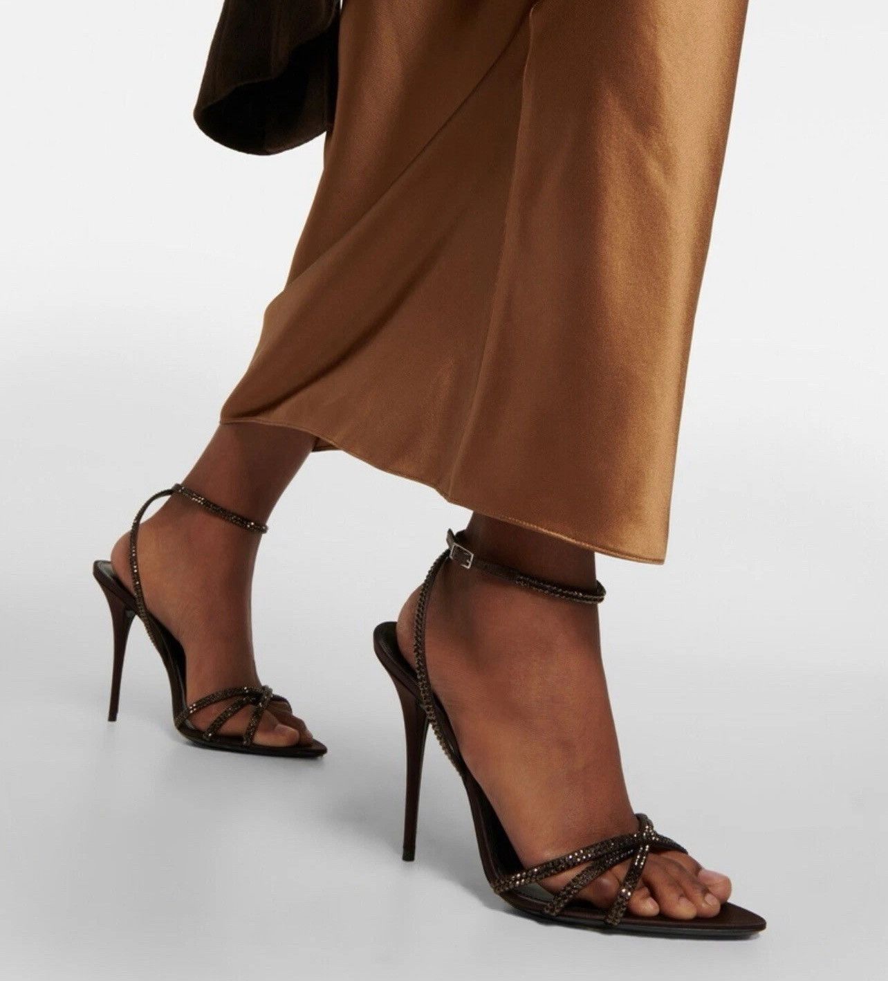 Yves Saint Laurent Saint Laurent Ava Sandals Satin with Rhinestones size 37.5 Size US 7.5 / IT 37.5 - 2 Thumbnail