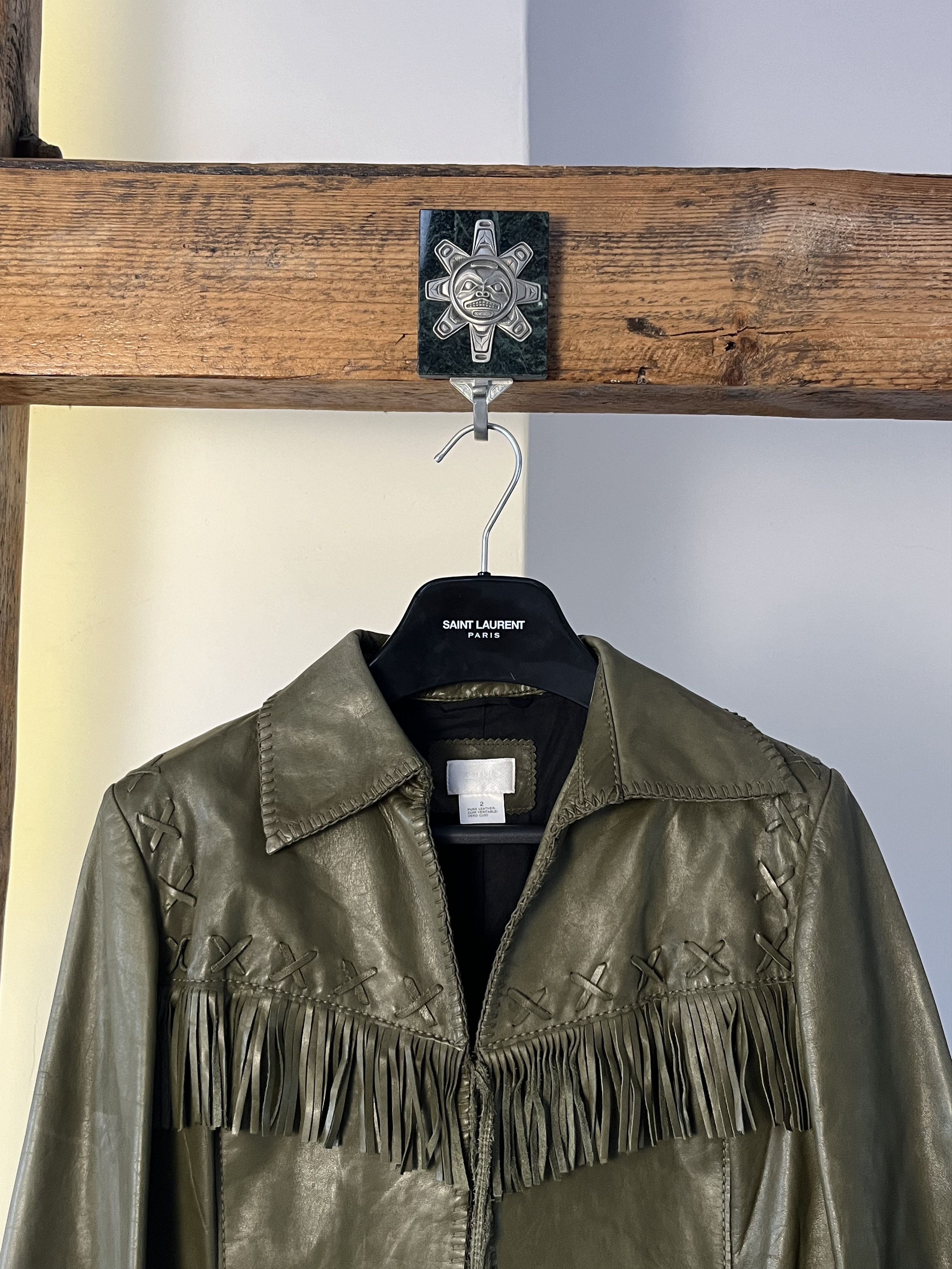 Vintage Vintage Fringe Leather Jacket Green Native USA Size US S / EU 44-46 / 1 - 3 Thumbnail