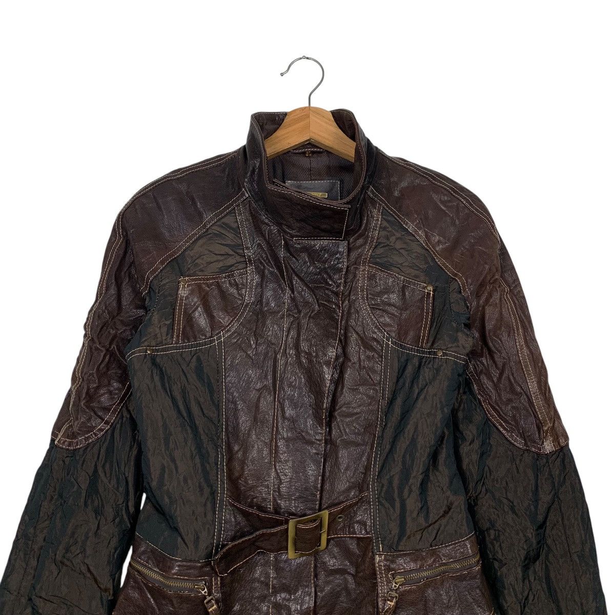 Leather PUNTO Hybrid Leather Trench Coat Jacket #2180-C96 Size M / US 6-8 / IT 42-44 - 2 Thumbnail
