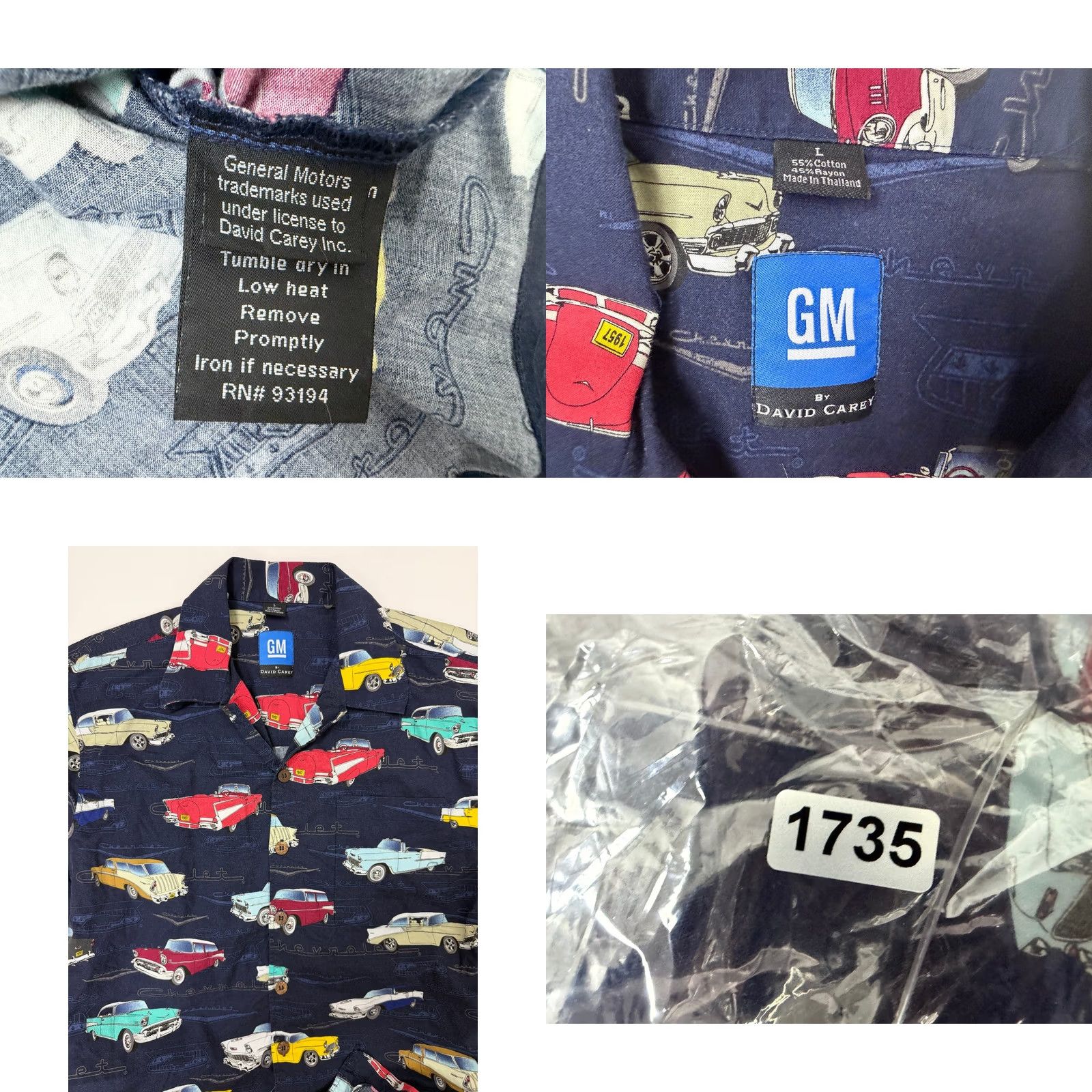 Vintage VINTAGE GM by David Carey Shirt Men L Chevrolet General Motors Classic Cars Hawaiian Size US L / EU 52-54 / 3 - 9 Thumbnail