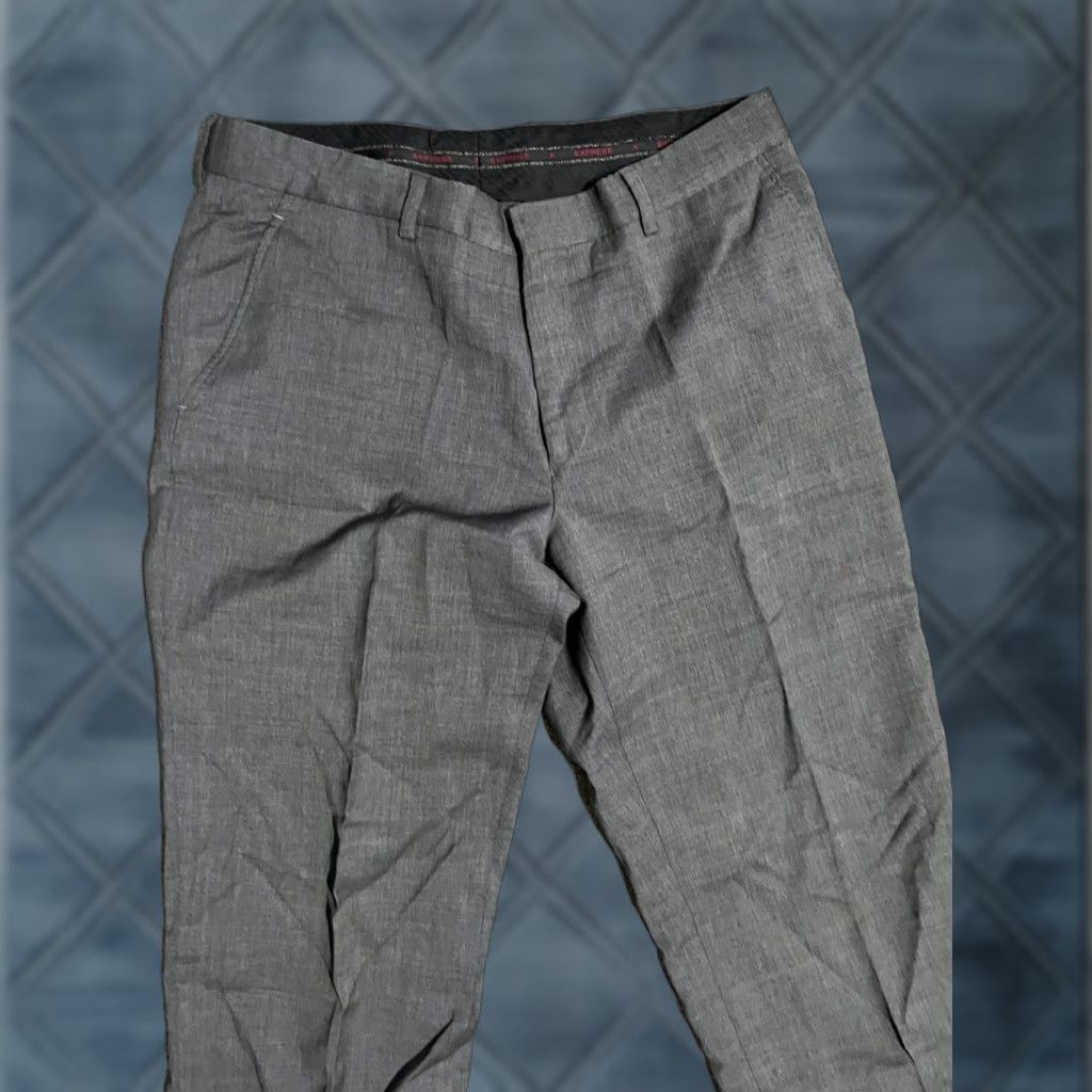 Express Express Design Studio Men's Gray Virgin Wool Dress Pants Solid Flat Front 34x32 Size US 34 / EU 50 - 1 Thumbnail