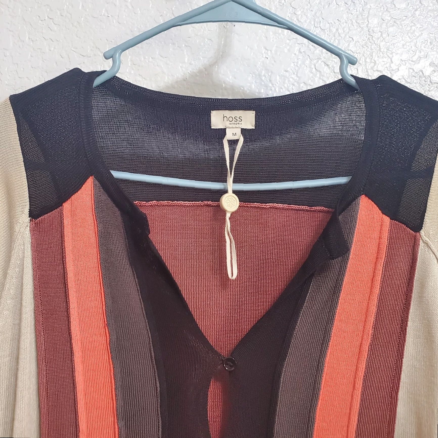 Hoss Intropia VINTAGE Hoss Intropia Cardigan M Striped Viscose V Neck Button Sweater Size M / US 6-8 / IT 42-44 - 5 Thumbnail