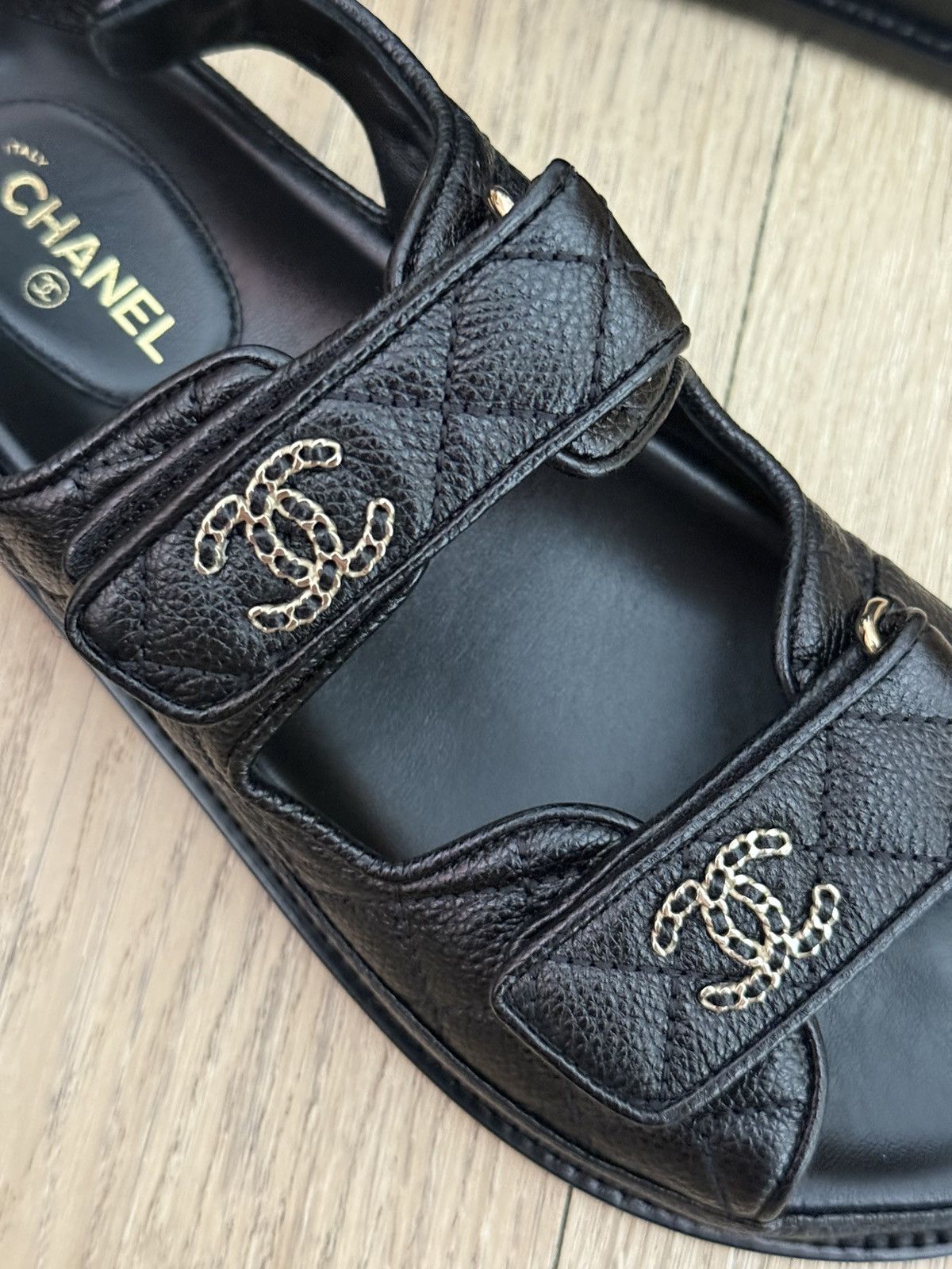 Chanel Chanel Black Caviar Logo Sandals Sz.37,5 Size US 7.5 / IT 37.5 - 12 Thumbnail