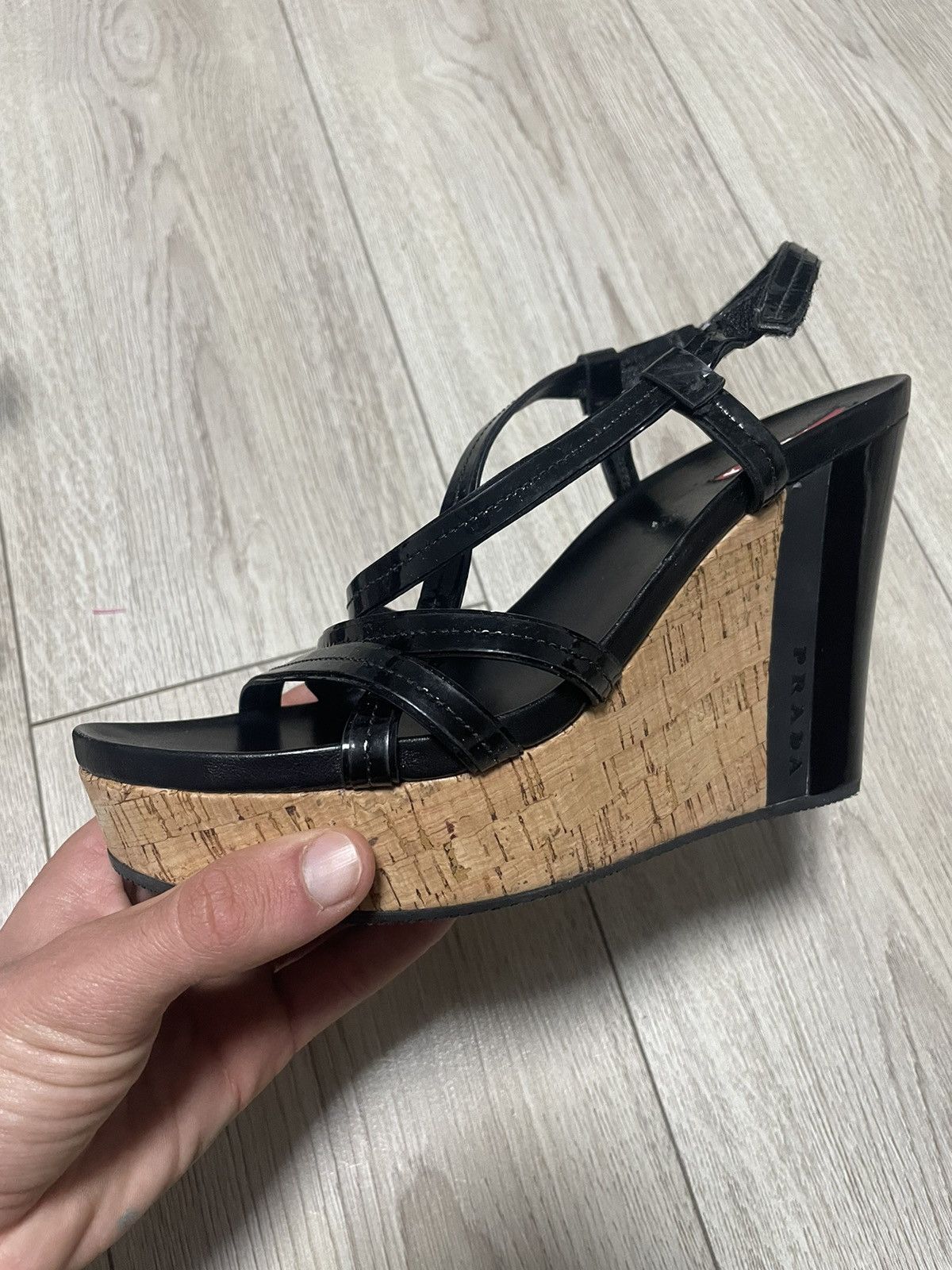 Prada Prada Sport Leather And Cork Platform Heels Shoes Women’s Size US 9 / IT 39 - 16 Thumbnail