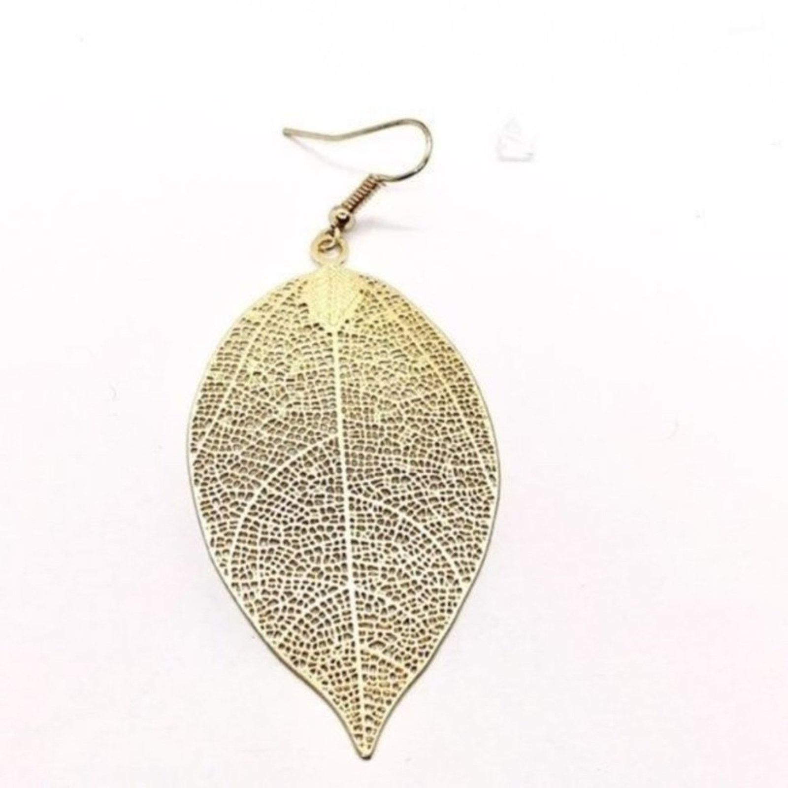 Other Gold-Tone Laser Cut Leaf Dangle Earrings Size ONE SIZE - 6 Thumbnail