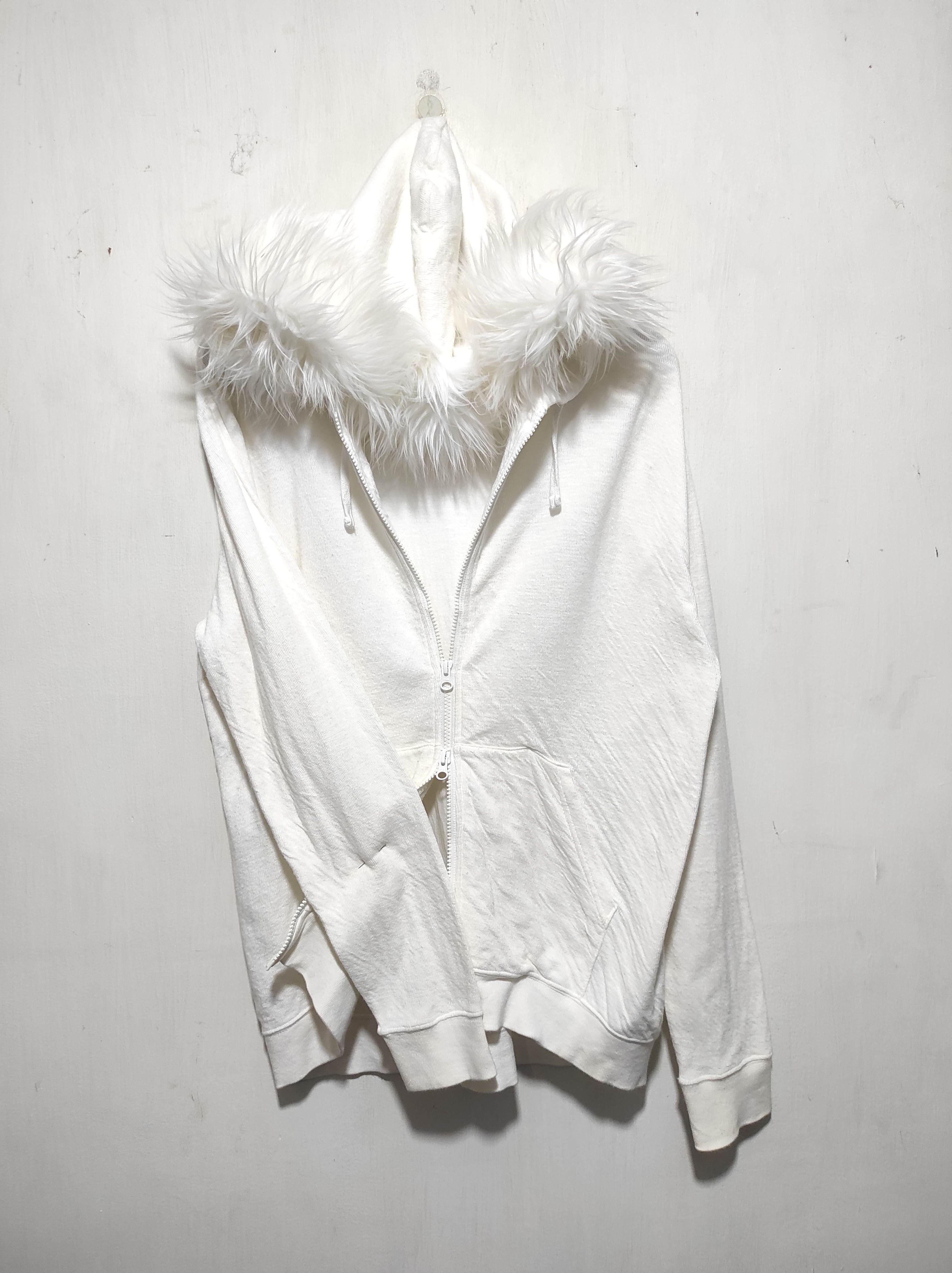MOUSSY Azul by Moussy White Zip Fur Hoodie LGB style Size US L / EU 52-54 / 3 - 2 Thumbnail