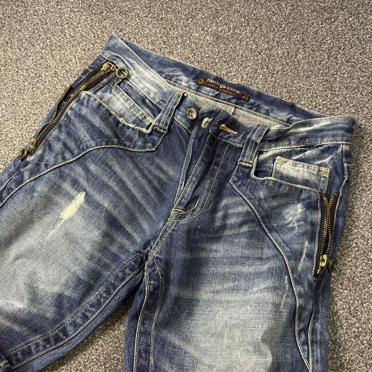 Affliction 🔥🇯🇵 Japanese Y2k PPFM Style Heritage Stone Side Zippee Denim Size US 34 / EU 50 - 4 Thumbnail