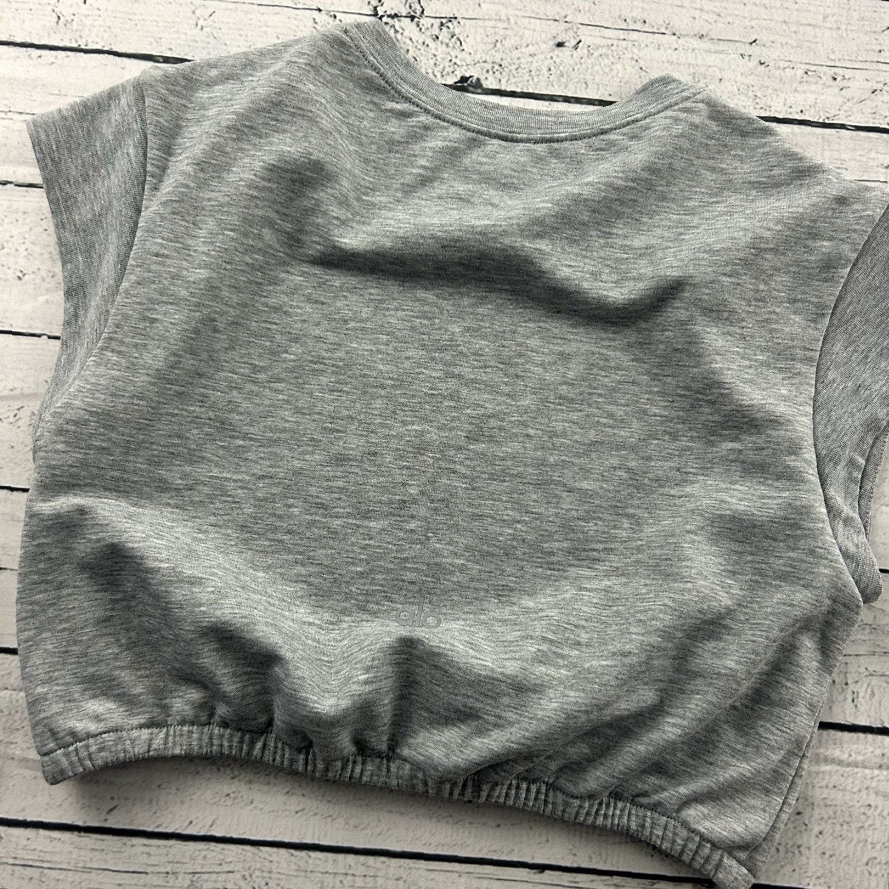 Alo Alo Cropped Short Sleeve Top Women's Medium Gray Shirt Size M / US 6-8 / IT 42-44 - 4 Thumbnail