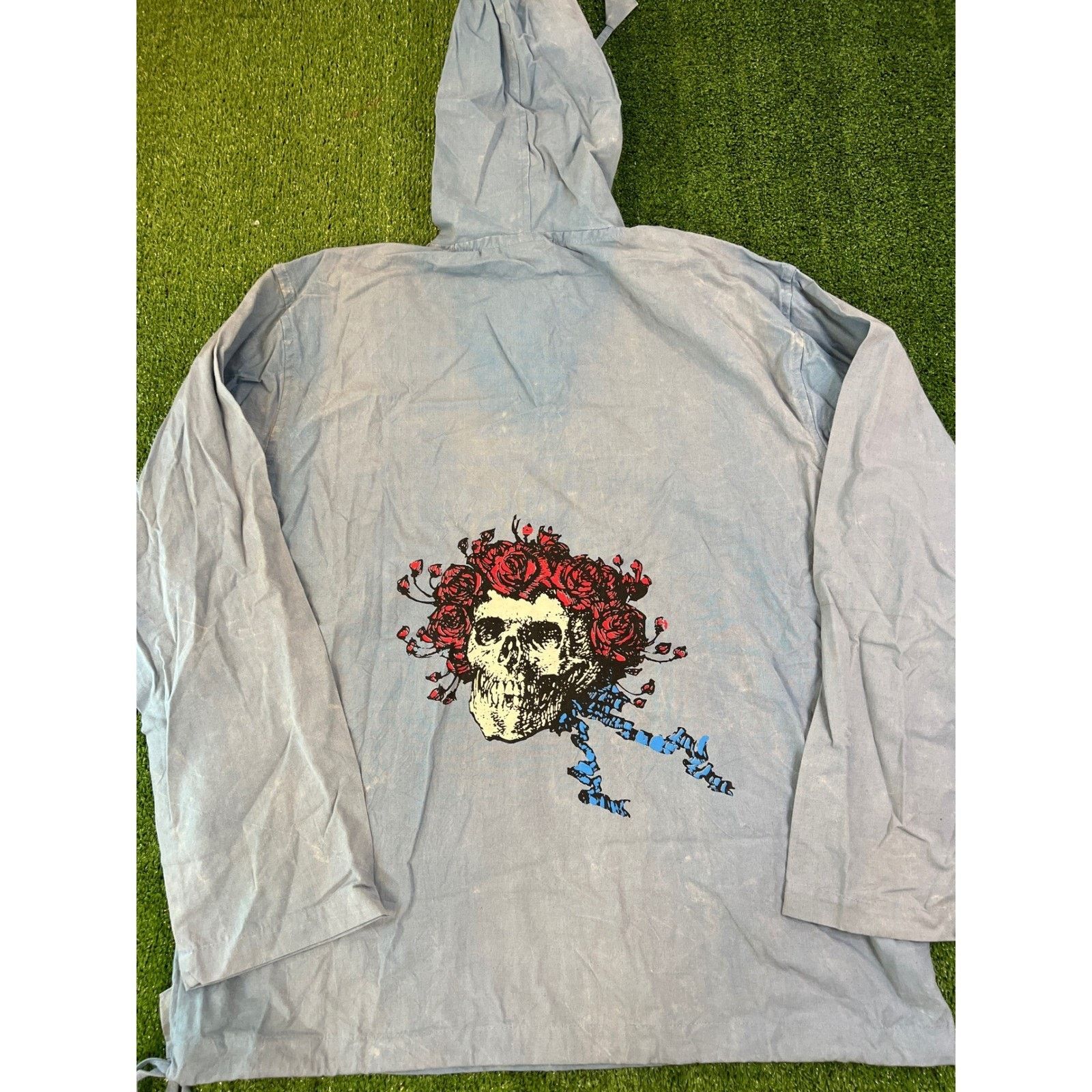 Tribal Streetwear Gypsy Rose GOD Skull Rose Light Blue Hoodie Mens XL Size US XL / EU 56 / 4 - 7 Thumbnail