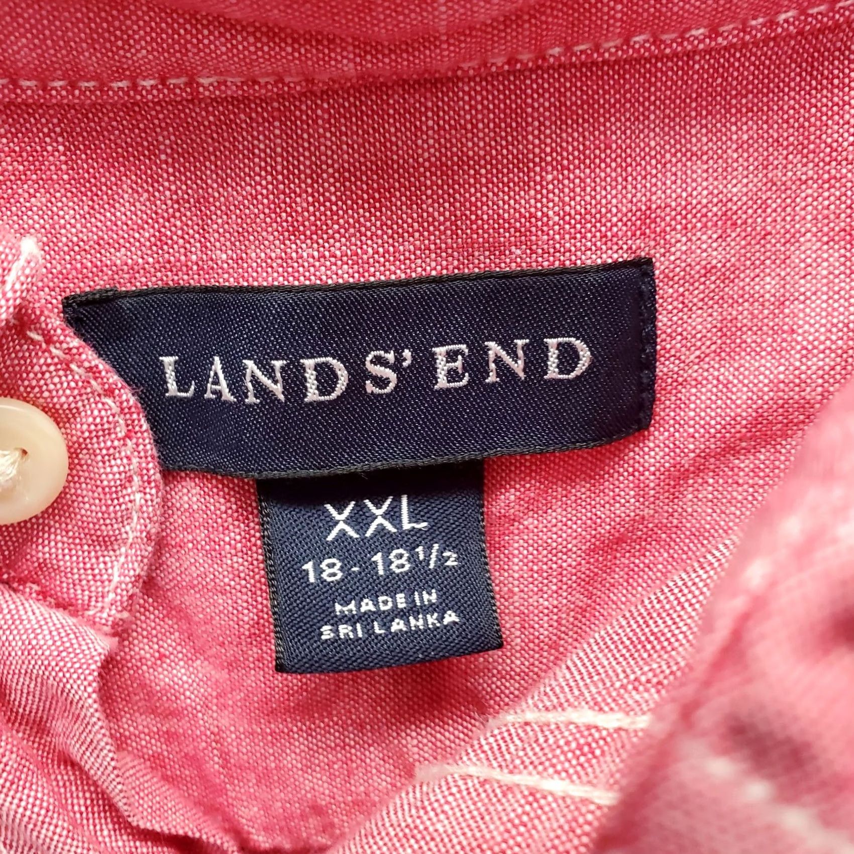 Lands' End Lands' End Mens XXL Dress Shirt Pink Regular Formal Oxford Collar Button Down Shirt Size 48R - 5 Thumbnail