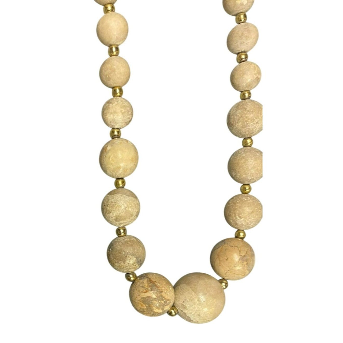 Other Vintage Cream Jasper Stone Graduated Beaded Necklace With Go Size ONE SIZE - 3 Thumbnail