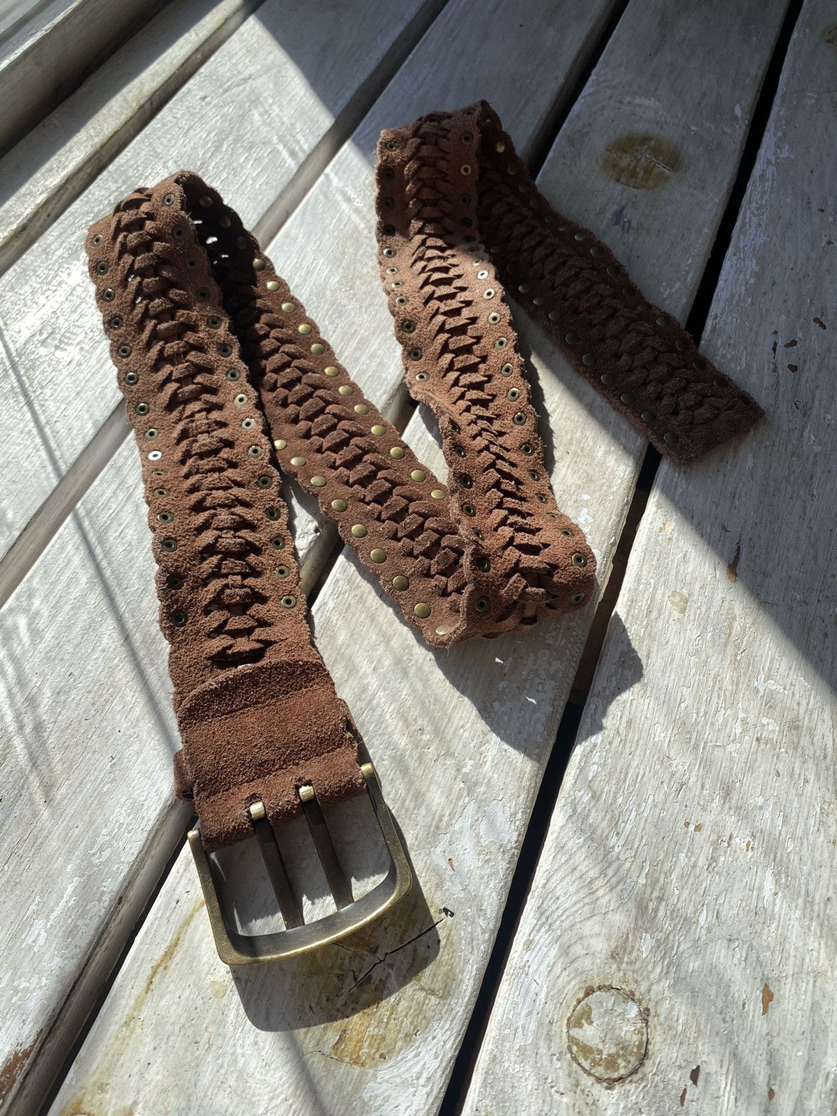 If Six Was Nine × Japanese Brand × Vintage Vintage Japanese Leather Punk Emo Rock Goth Y2K Drill belt Size ONE SIZE - 4 Thumbnail