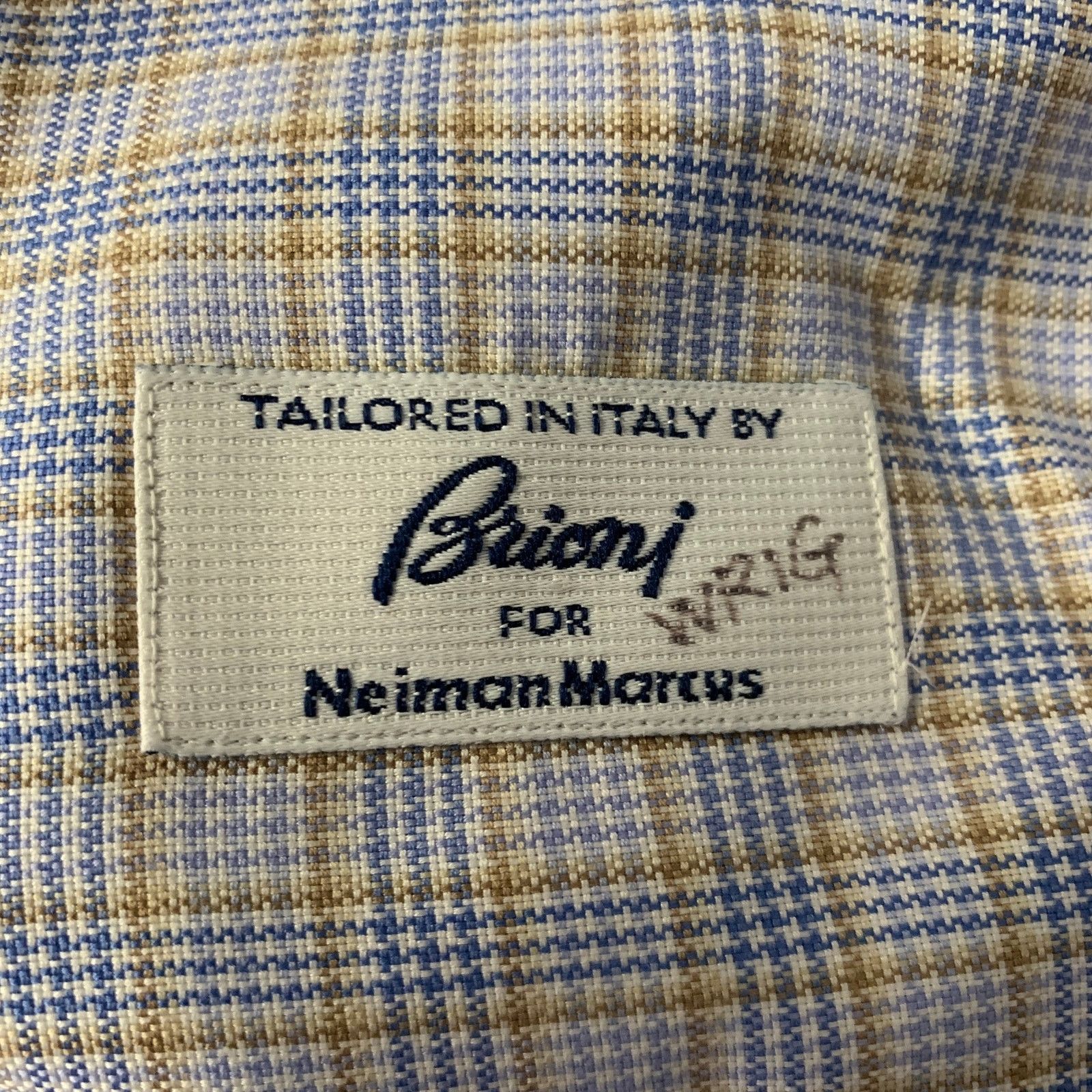 Brioni BRIONI Size M Blue Tan Plaid Cotton Long Sleeve Shirt Size US M / EU 48-50 / 2 - 5 Thumbnail