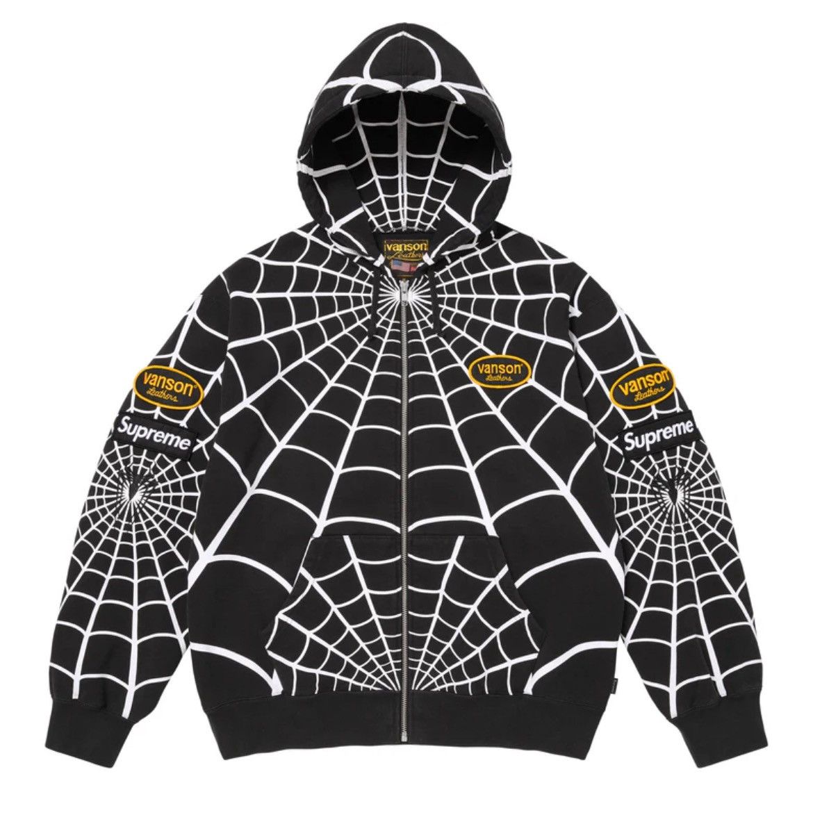 Supreme × Vanson Leathers Supreme Vanson Leathers Spider Man Zip Up Hooded Sweatshirt Size US L / EU 52-54 / 3 - 4 Thumbnail