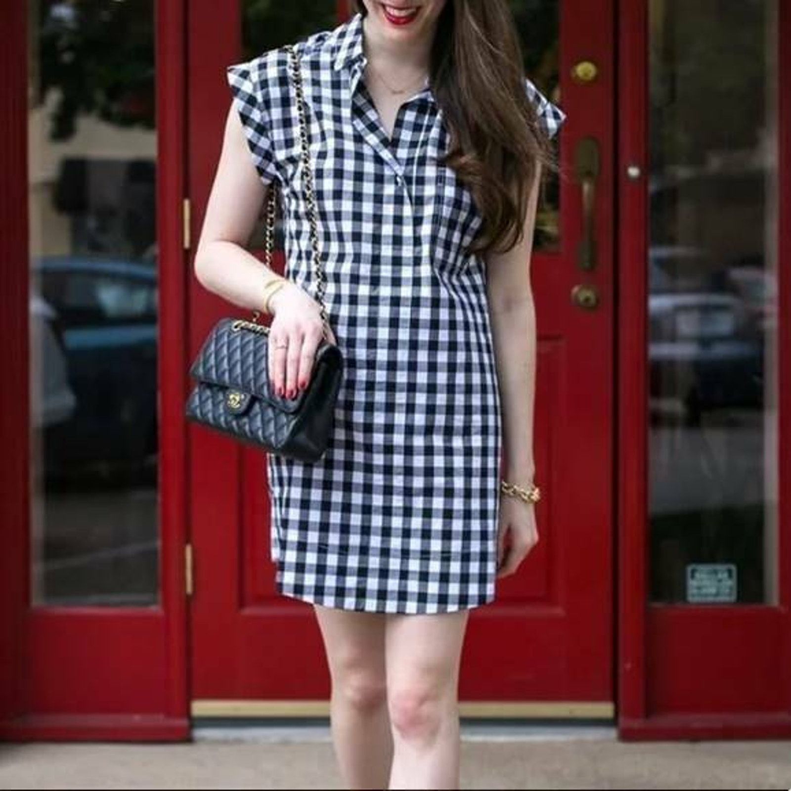 J.Crew J. Crew Womens Checkered Gingham Popover Tunic Mini Dress Size XS / US 0-2 / IT 36-38 - 1 Thumbnail
