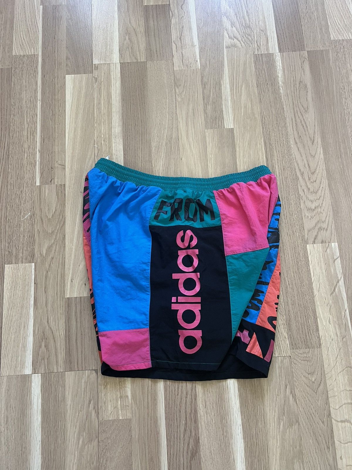 Adidas × Vintage Adidas vintage multicoloured shorts nylon 1 2 3 4 5 90s Size US 33 - 5 Thumbnail