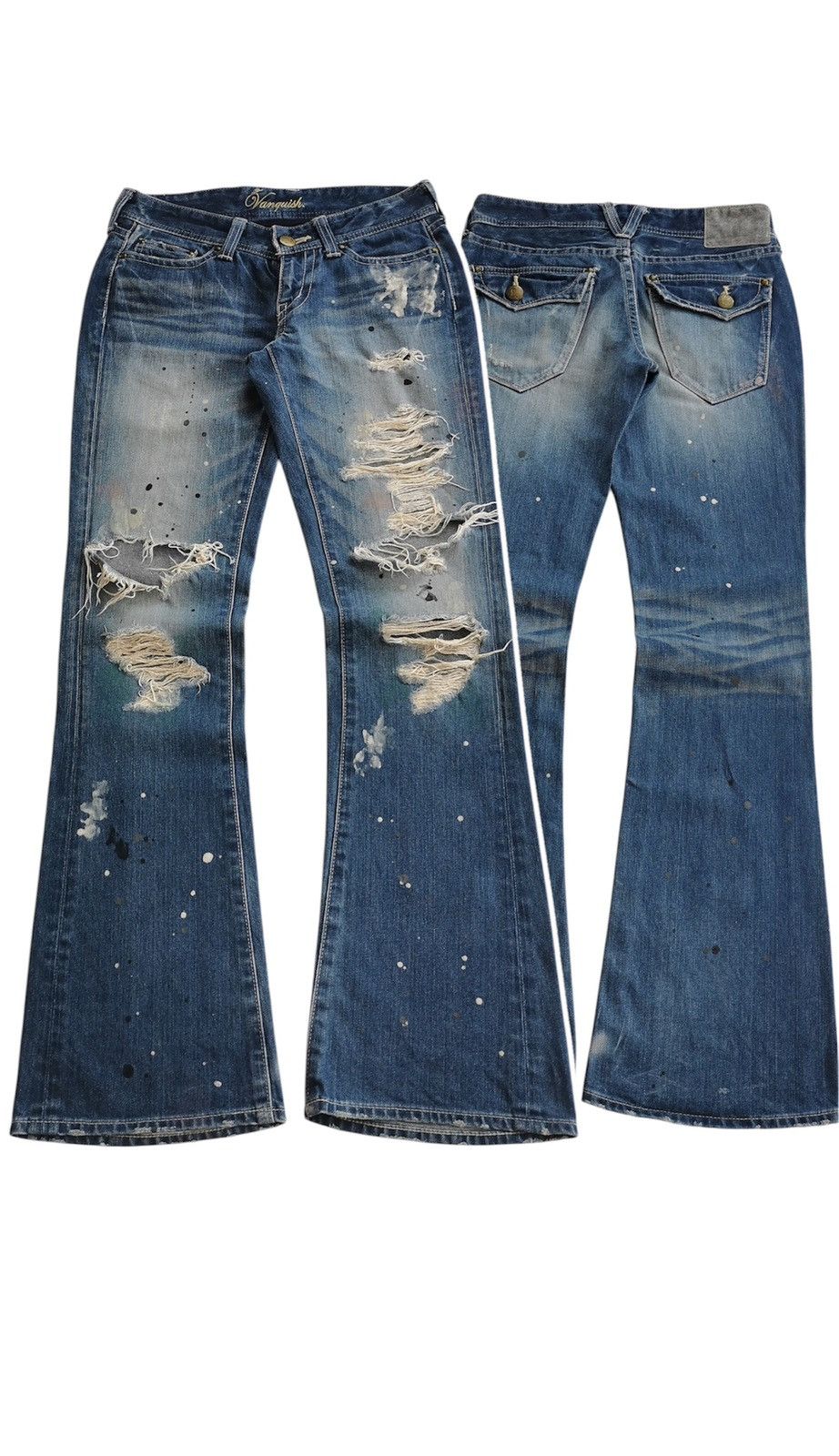 Fragment Design × Vanquish Bootcut Thrashed Vanquish Gold Denim Jeans Size US 29 - 1 Thumbnail