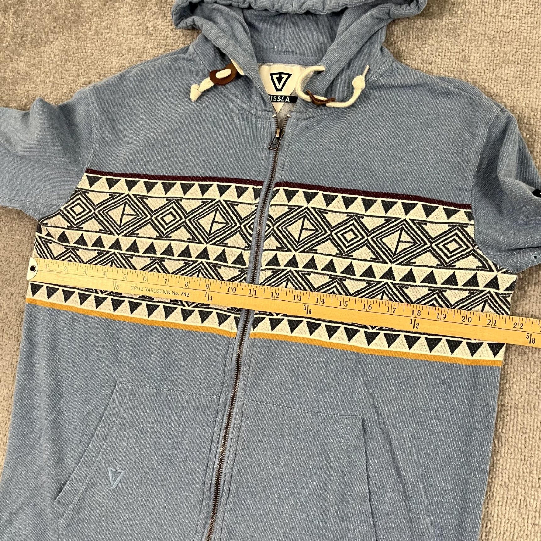 Vissla Vissla Jacket Mens L Blue Aztec Print Hooded Full Zip Pockets Outdoor Beach Outdoors Size US L / EU 52-54 / 3 - 6 Thumbnail